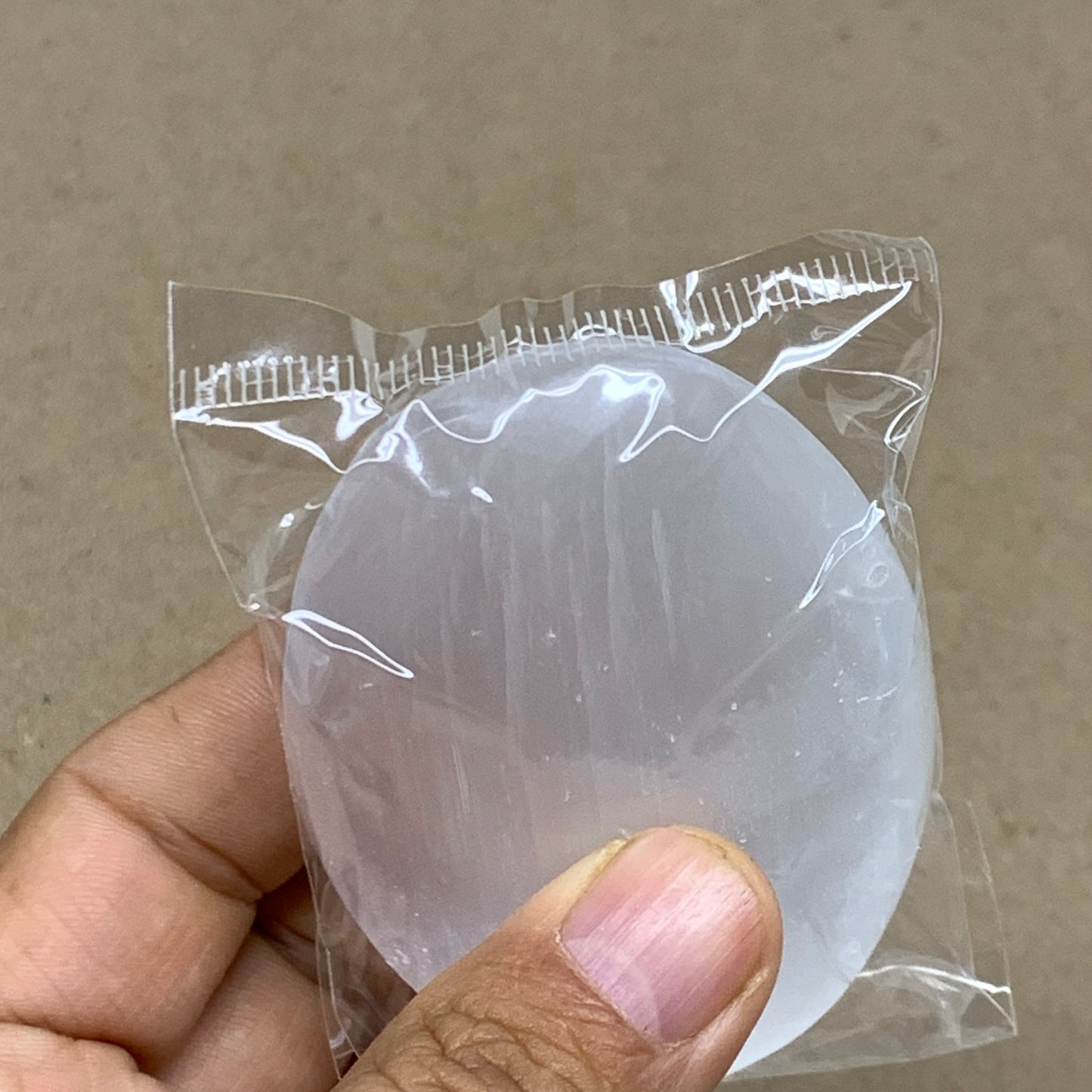 96g, 2.7"x2"x1", White Selenite Palmstone Crystal Pillow Reiki, B36390