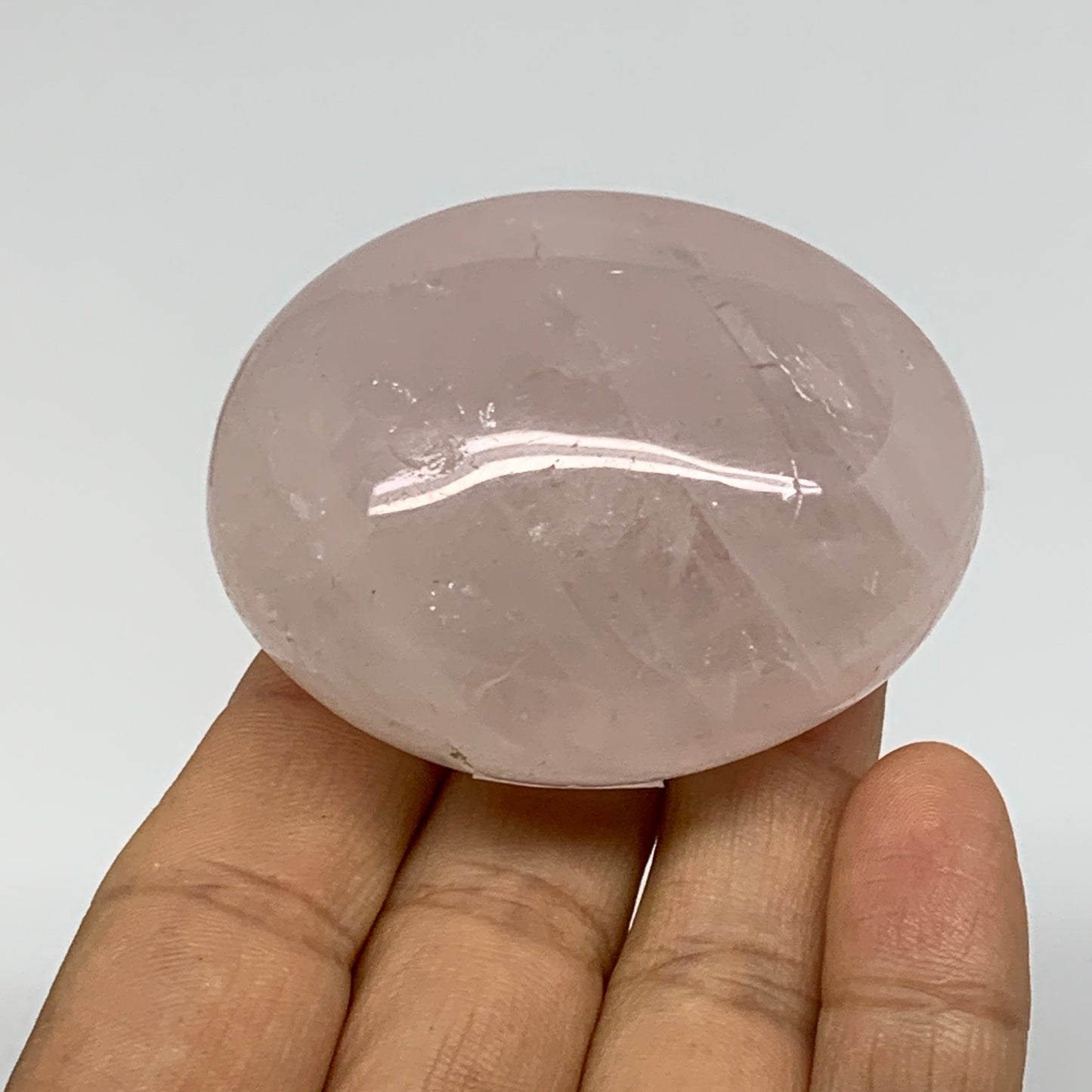 114.4g , 2.3"x1.7"x1.2", Natural Pink Rose Quartz Palm-stone Crystal, B37297