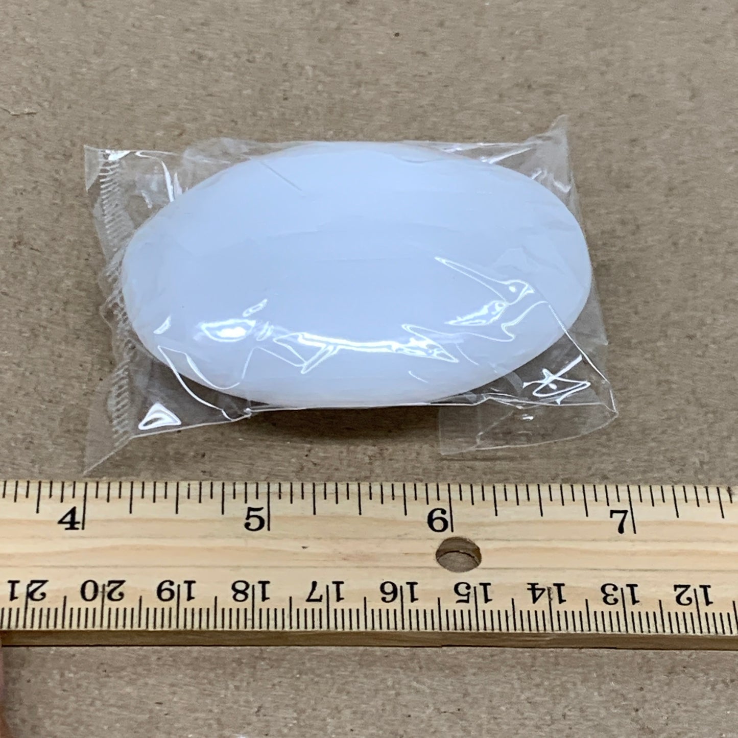 96g, 2.7"x2"x1", White Selenite Palmstone Crystal Pillow Reiki, B36390