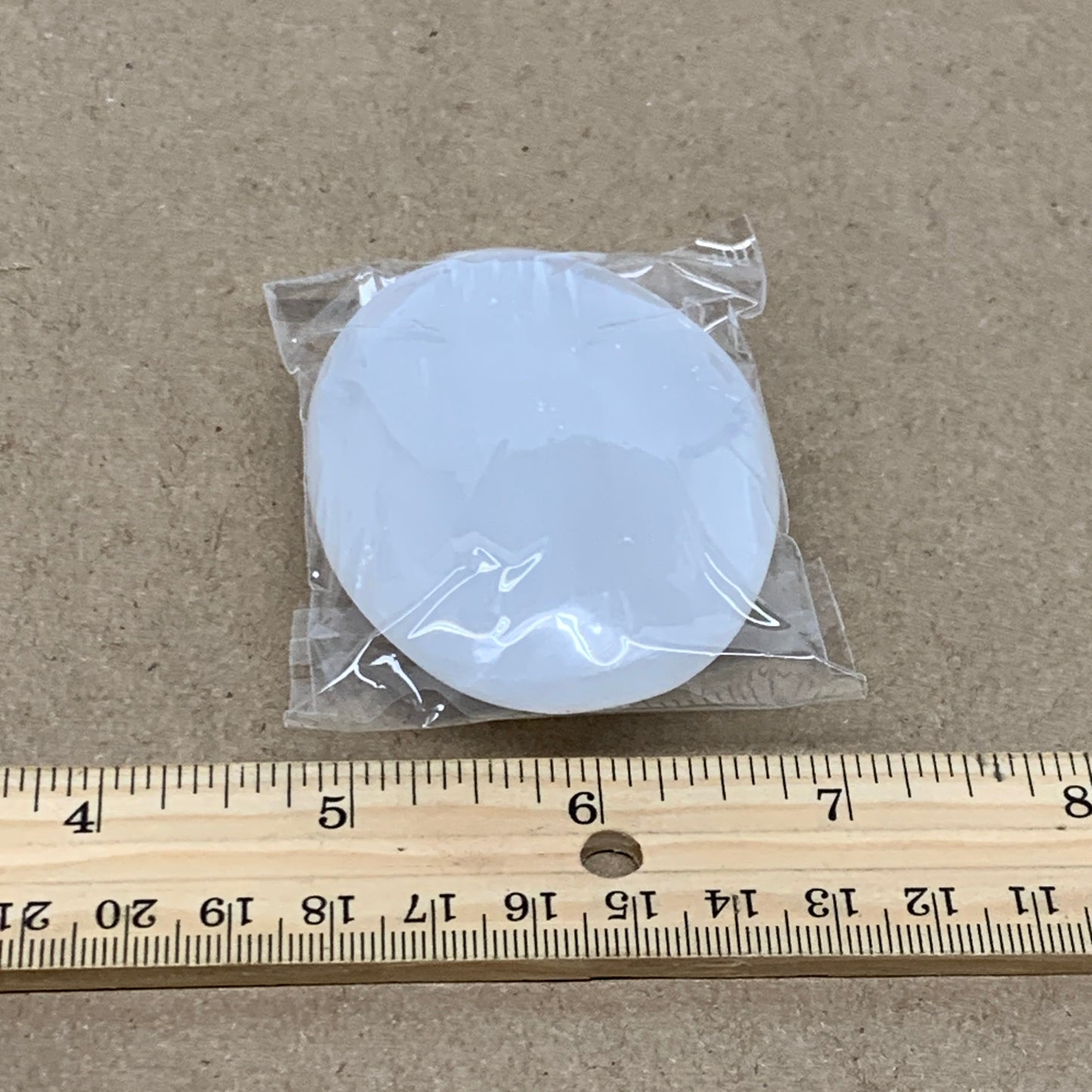 96g, 2.7"x2"x1", White Selenite Palmstone Crystal Pillow Reiki, B36390