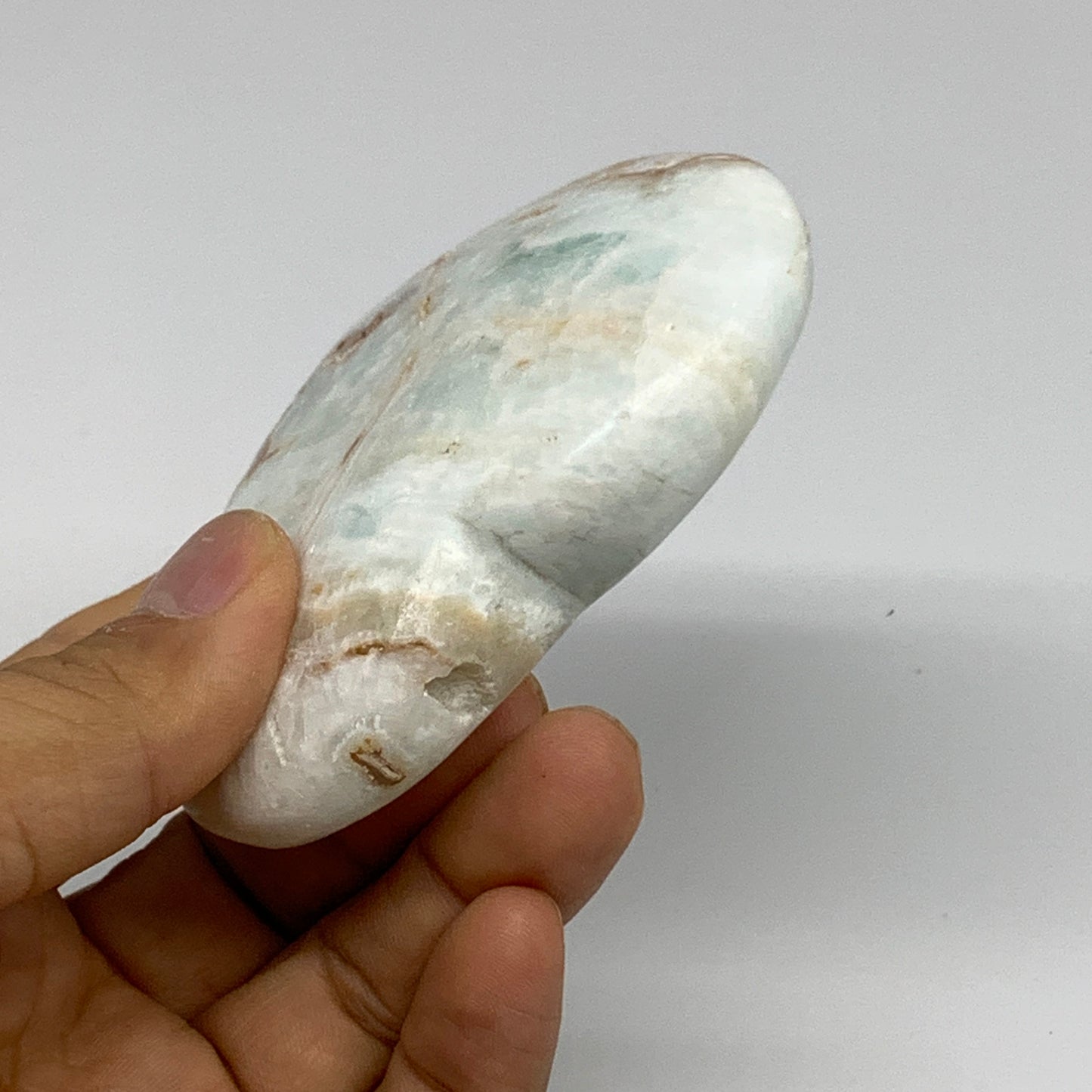 167.9g, 2.8"x3.2"x0.9" Caribbean Calcite Heart Gemstones @Afghanistan,B33650