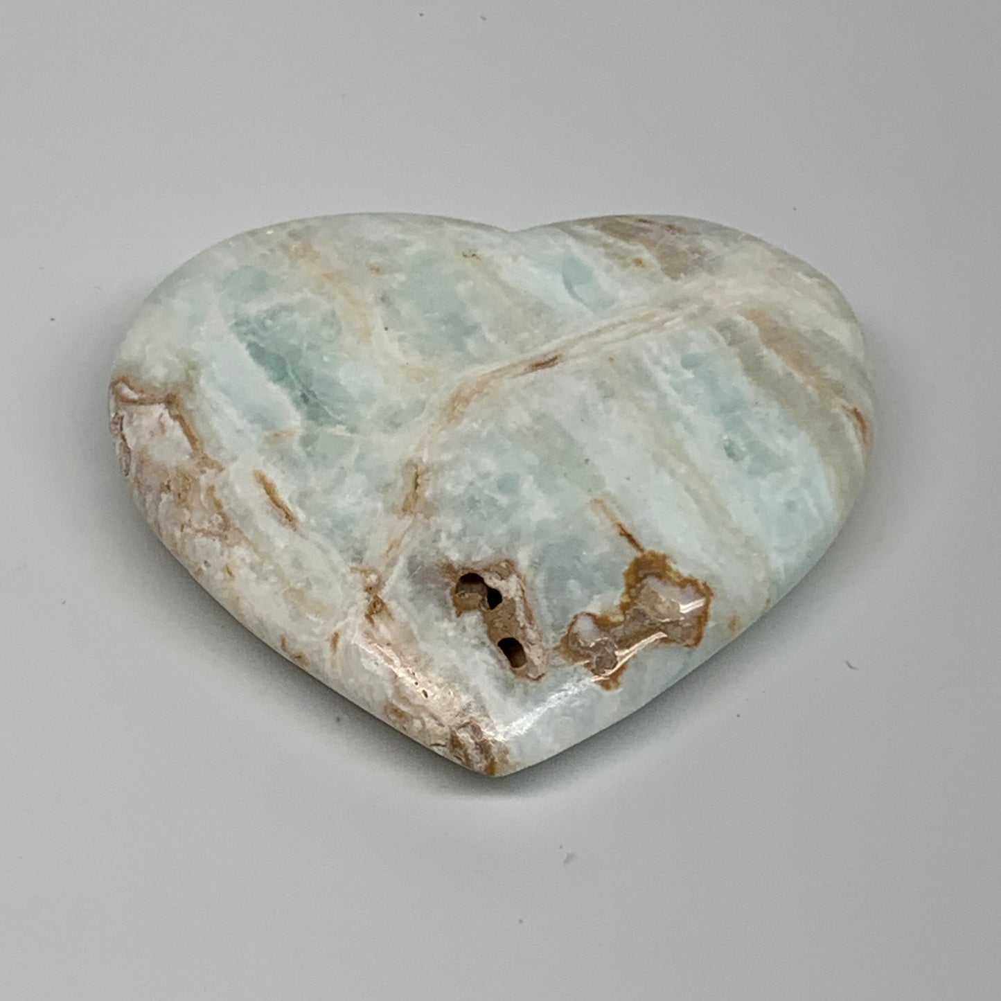 167.9g, 2.8"x3.2"x0.9" Caribbean Calcite Heart Gemstones @Afghanistan,B33650