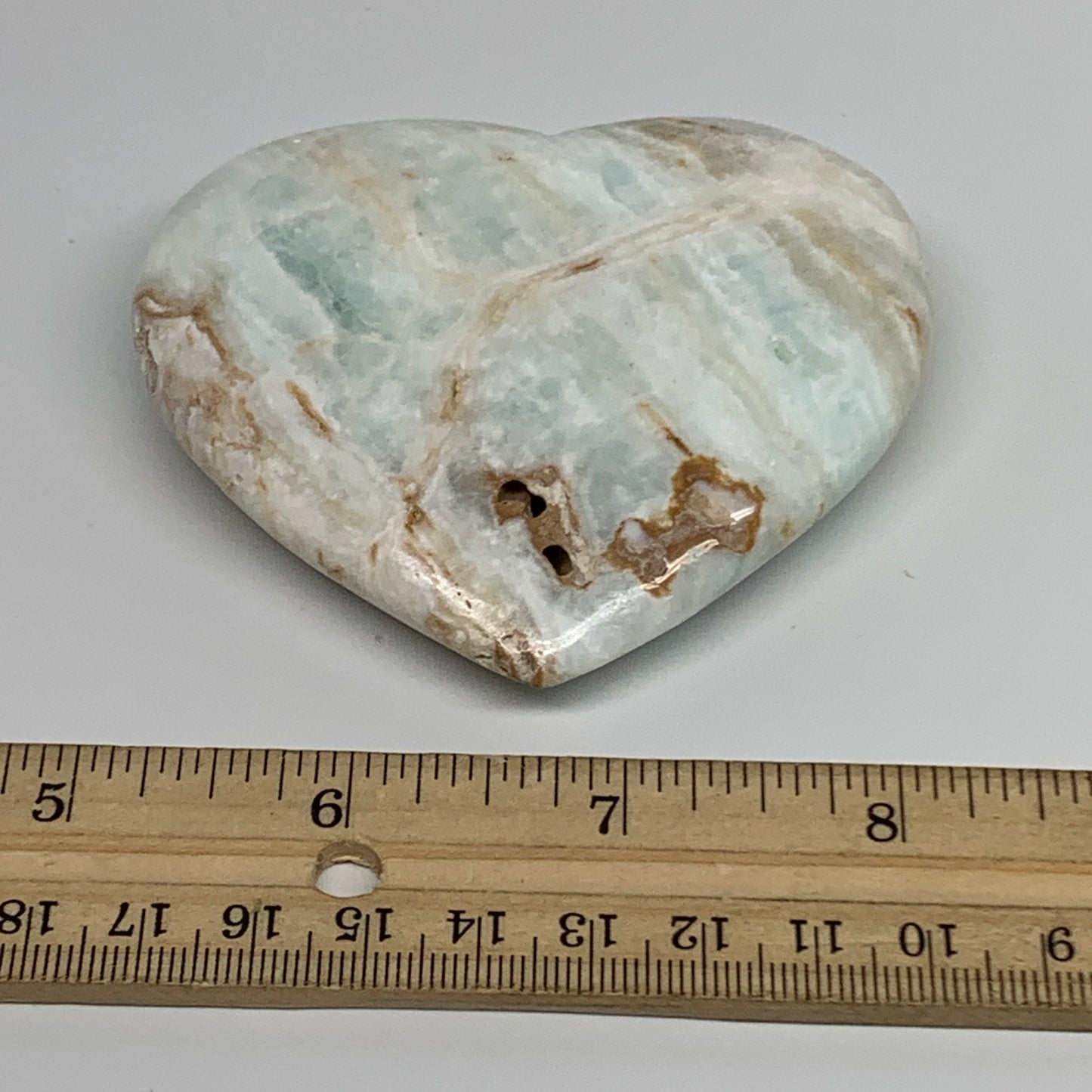 167.9g, 2.8"x3.2"x0.9" Caribbean Calcite Heart Gemstones @Afghanistan,B33650