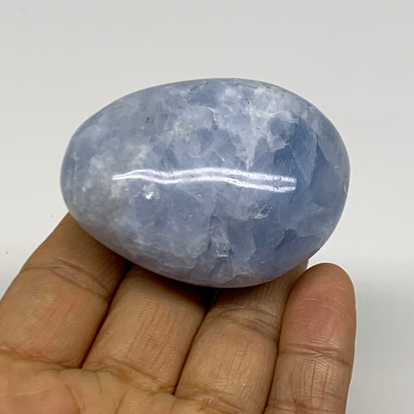 203g, 2.2"-2.4", 2pcs, Blue Calcite Palm-Stone Polished Tumbled, B38141