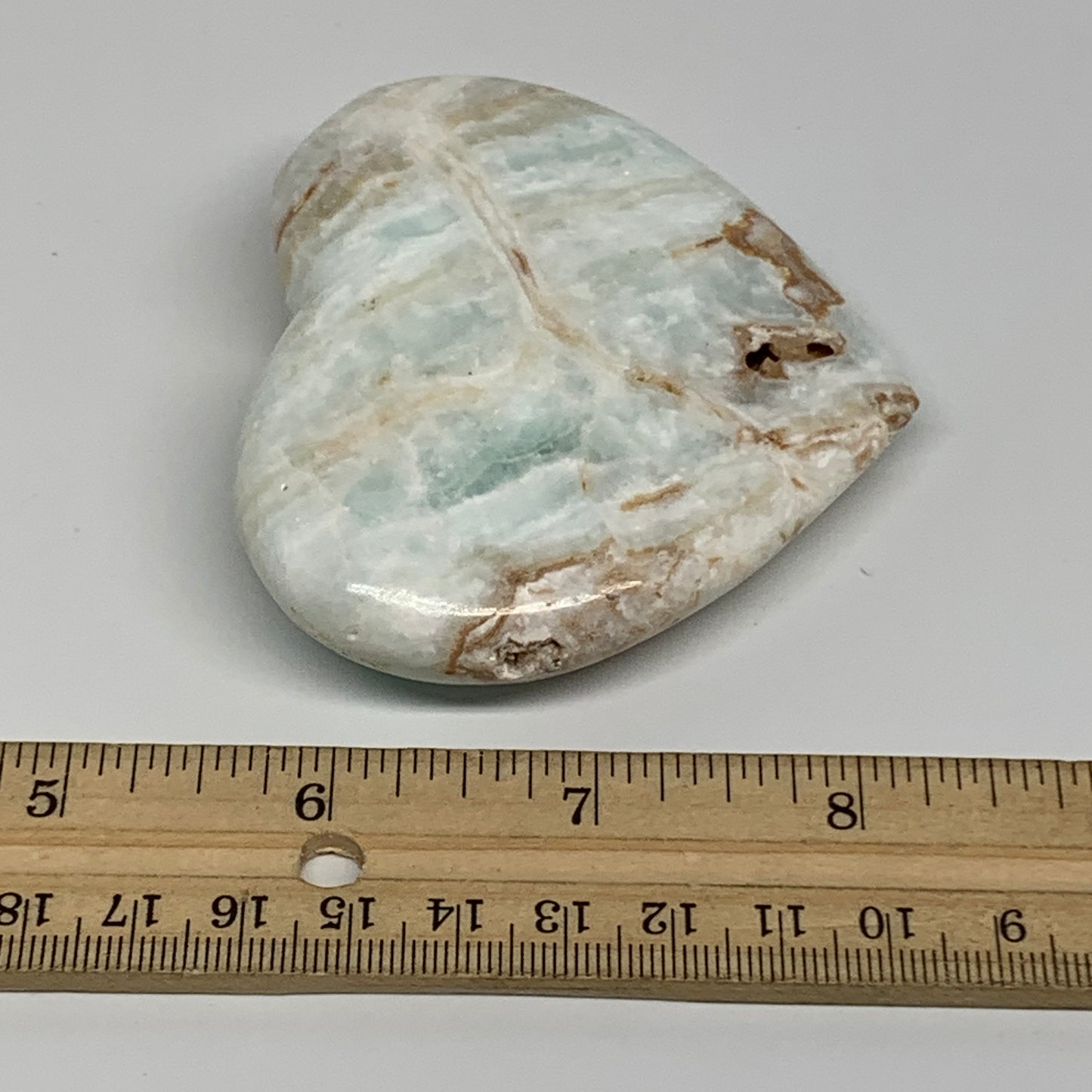 167.9g, 2.8"x3.2"x0.9" Caribbean Calcite Heart Gemstones @Afghanistan,B33650