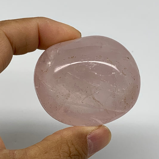 102.6g , 2"x1.7"x1.2", Natural Pink Rose Quartz Palm-stone Crystal, B37298