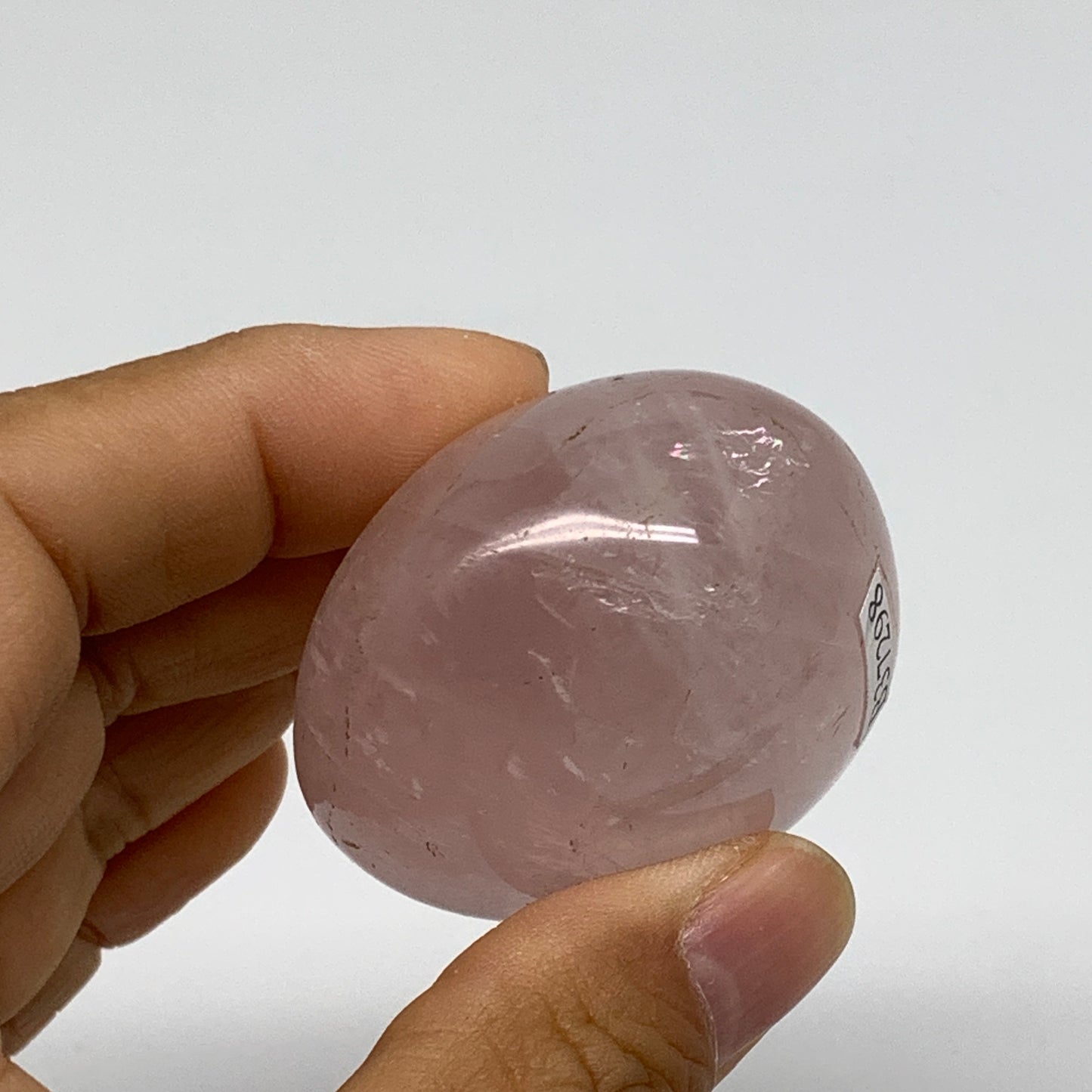 102.6g , 2"x1.7"x1.2", Natural Pink Rose Quartz Palm-stone Crystal, B37298