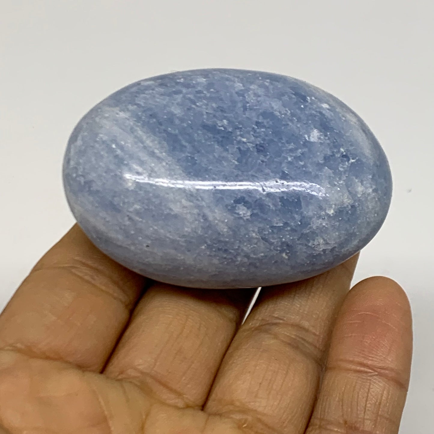 205.5g, 2.3"-2.4", 2pcs, Blue Calcite Palm-Stone Polished Tumbled, B38142