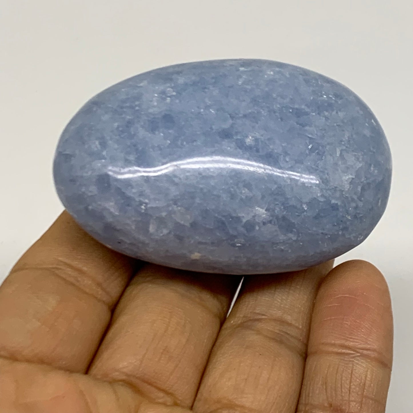 205.5g, 2.3"-2.4", 2pcs, Blue Calcite Palm-Stone Polished Tumbled, B38142