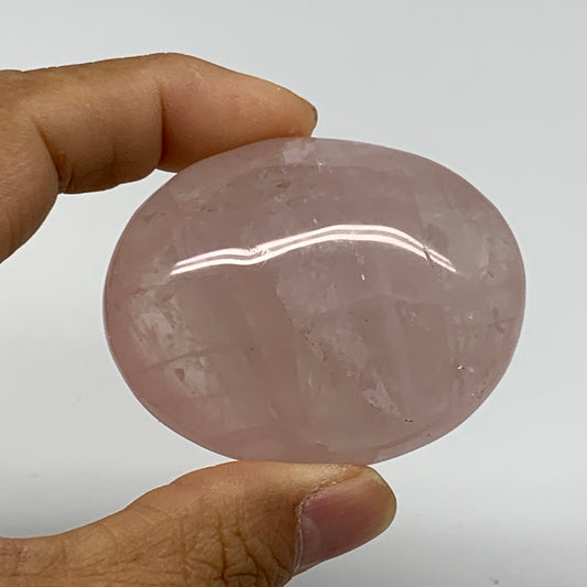 102.9g , 2.2"x1.8"x1.1", Natural Pink Rose Quartz Palm-stone Crystal, B37299