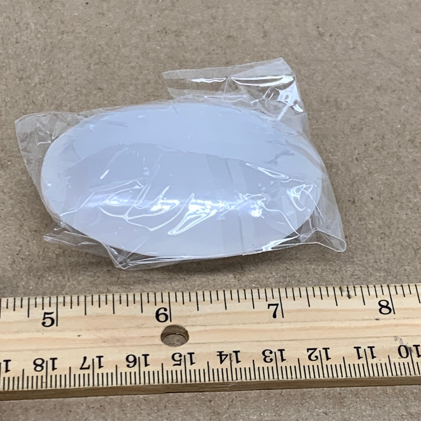 91g, 2.7"x1.9"x0.9", White Selenite Palmstone Crystal Pillow Reiki, B36392