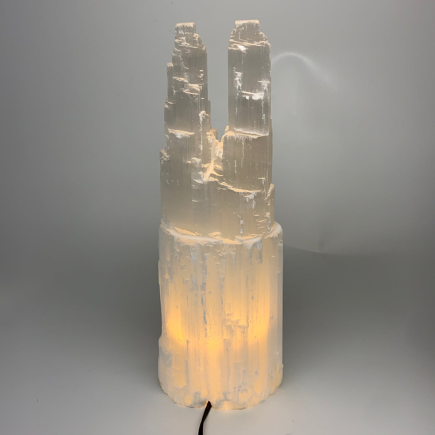 9.4 lbs, 13.8"x4.8"x3.4" Rough Selenite (Satin Spar) Lamp Tower W/Chord, B35768