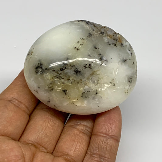 98.6g, 2.3"x1.9"x1.2", Dendrite Opal Palm-Stone Reiki Energy Crystal, B27837