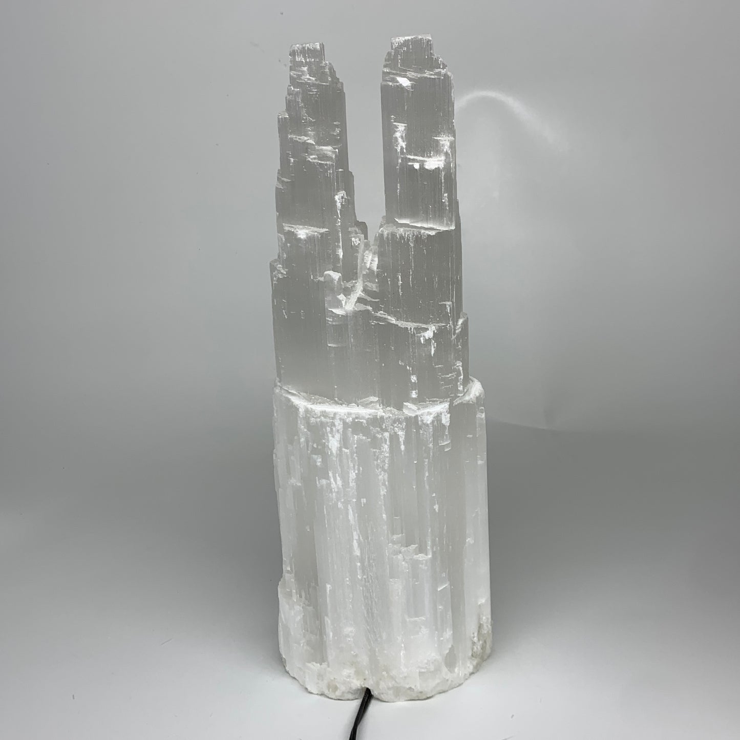 9.4 lbs, 13.8"x4.8"x3.4" Rough Selenite (Satin Spar) Lamp Tower W/Chord, B35768