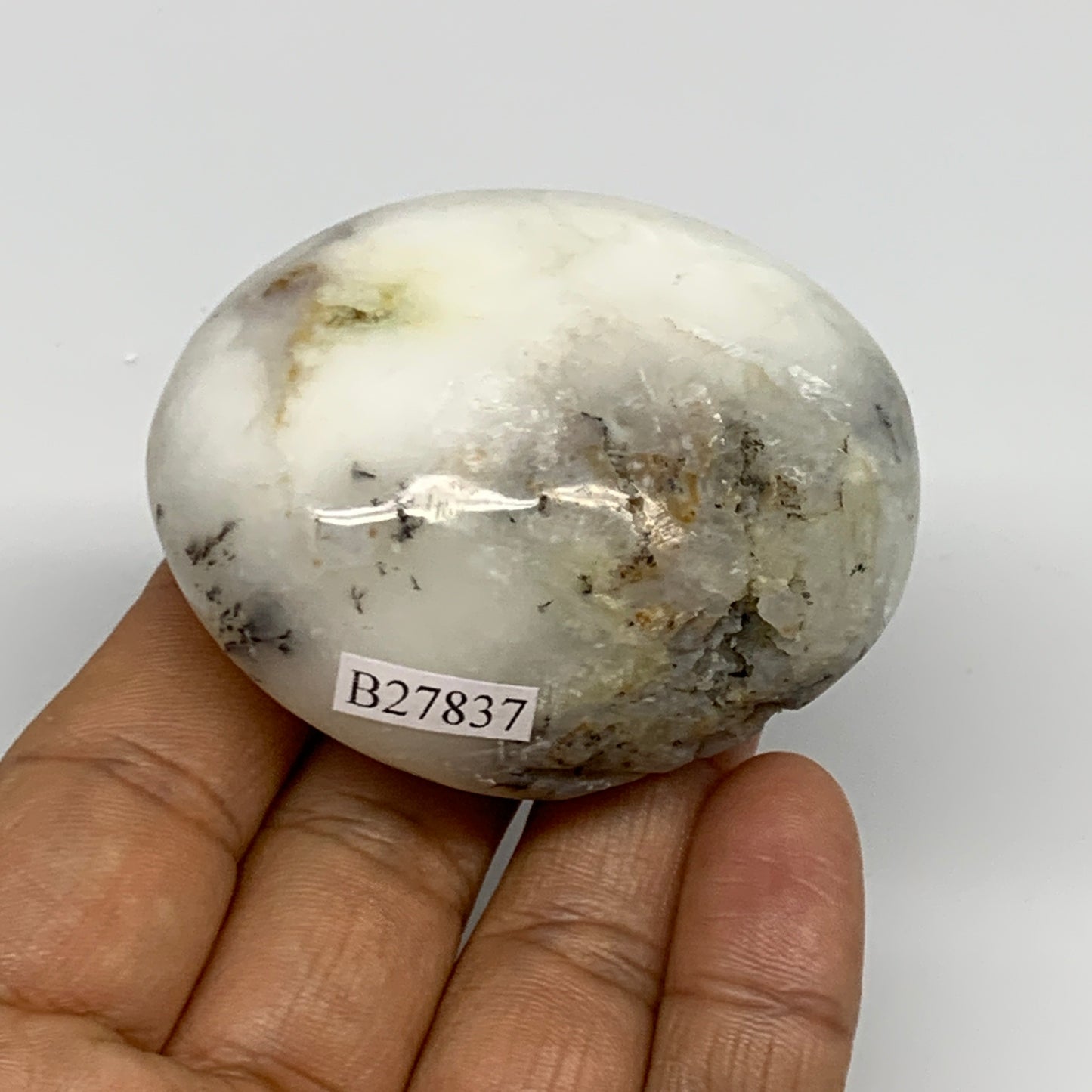 98.6g, 2.3"x1.9"x1.2", Dendrite Opal Palm-Stone Reiki Energy Crystal, B27837