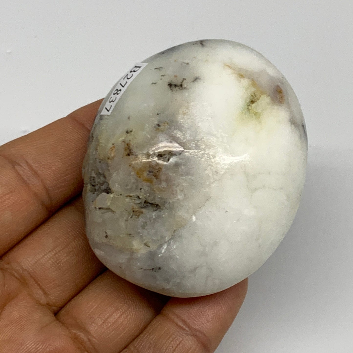 98.6g, 2.3"x1.9"x1.2", Dendrite Opal Palm-Stone Reiki Energy Crystal, B27837