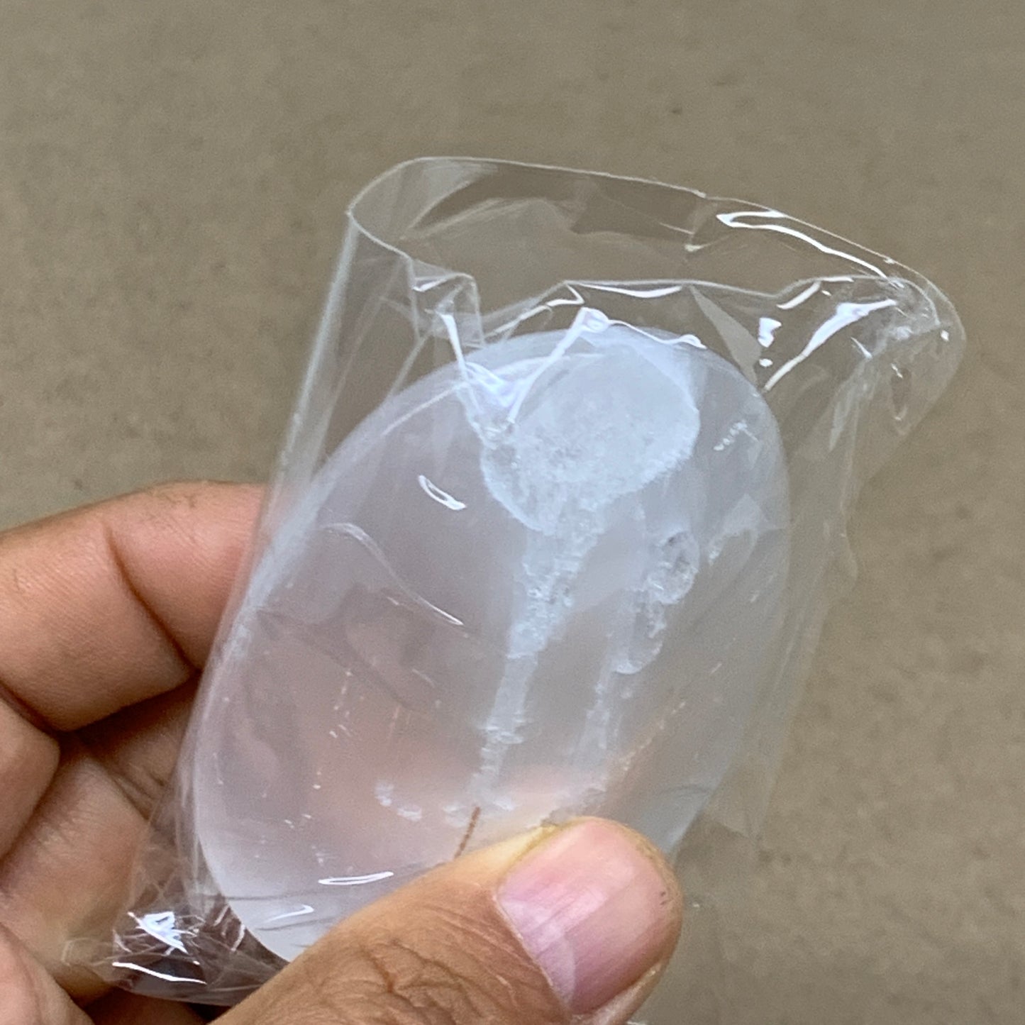 103g, 2.8"x2"x1", White Selenite Palmstone Crystal Pillow Reiki, B36393