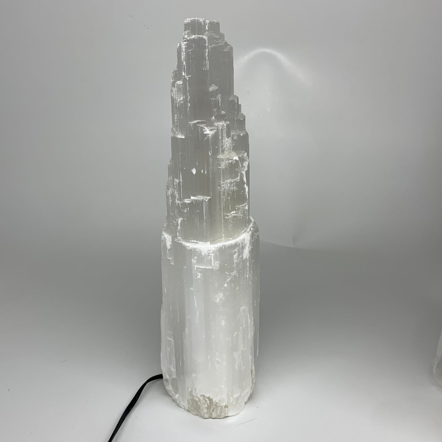 9.4 lbs, 13.8"x4.8"x3.4" Rough Selenite (Satin Spar) Lamp Tower W/Chord, B35768