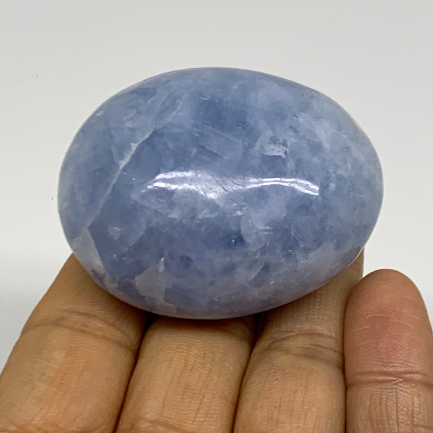 181.5g, 2"-2.1", 2pcs, Blue Calcite Palm-Stone Polished Tumbled, B38143
