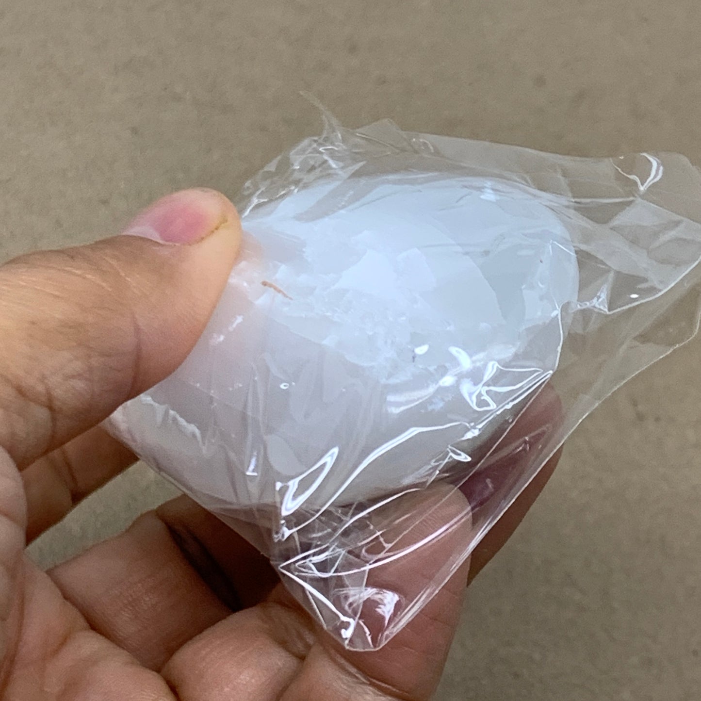 103g, 2.8"x2"x1", White Selenite Palmstone Crystal Pillow Reiki, B36393