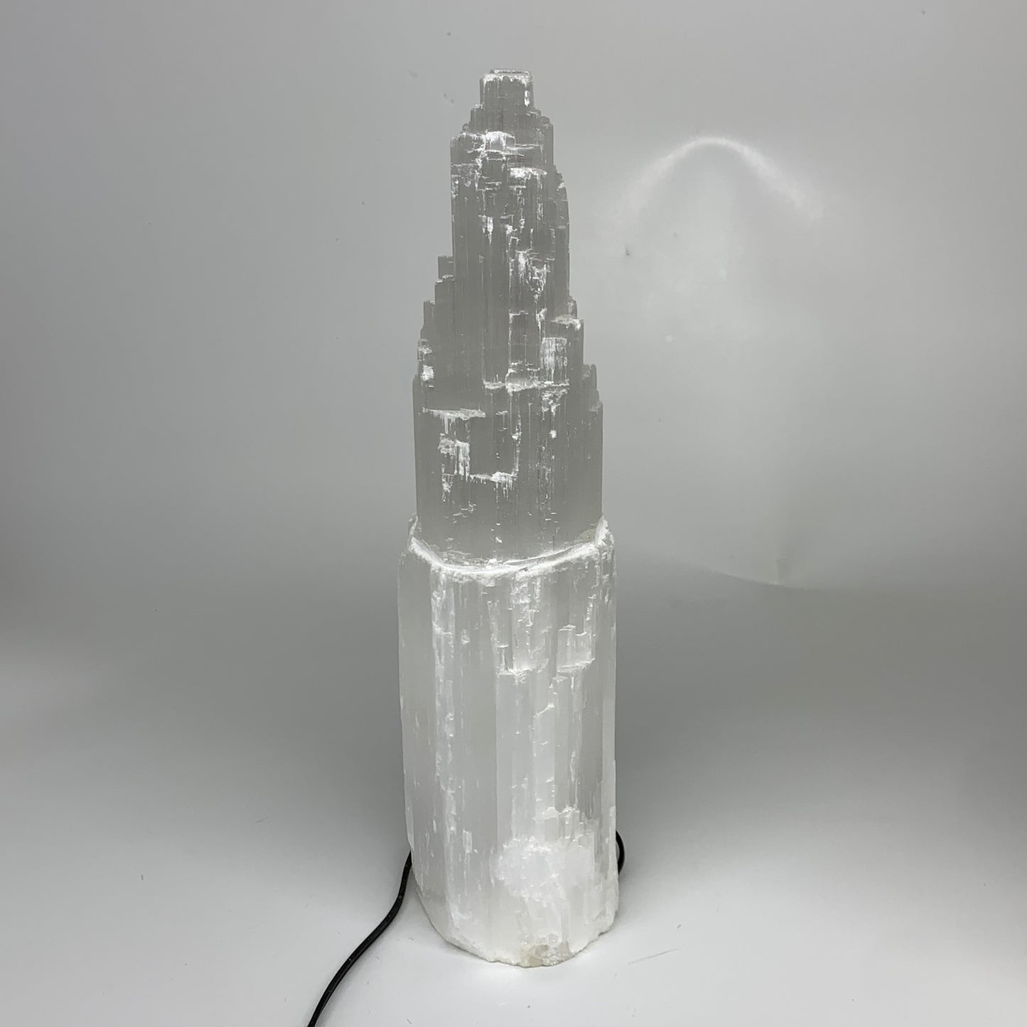 9.4 lbs, 13.8"x4.8"x3.4" Rough Selenite (Satin Spar) Lamp Tower W/Chord, B35768