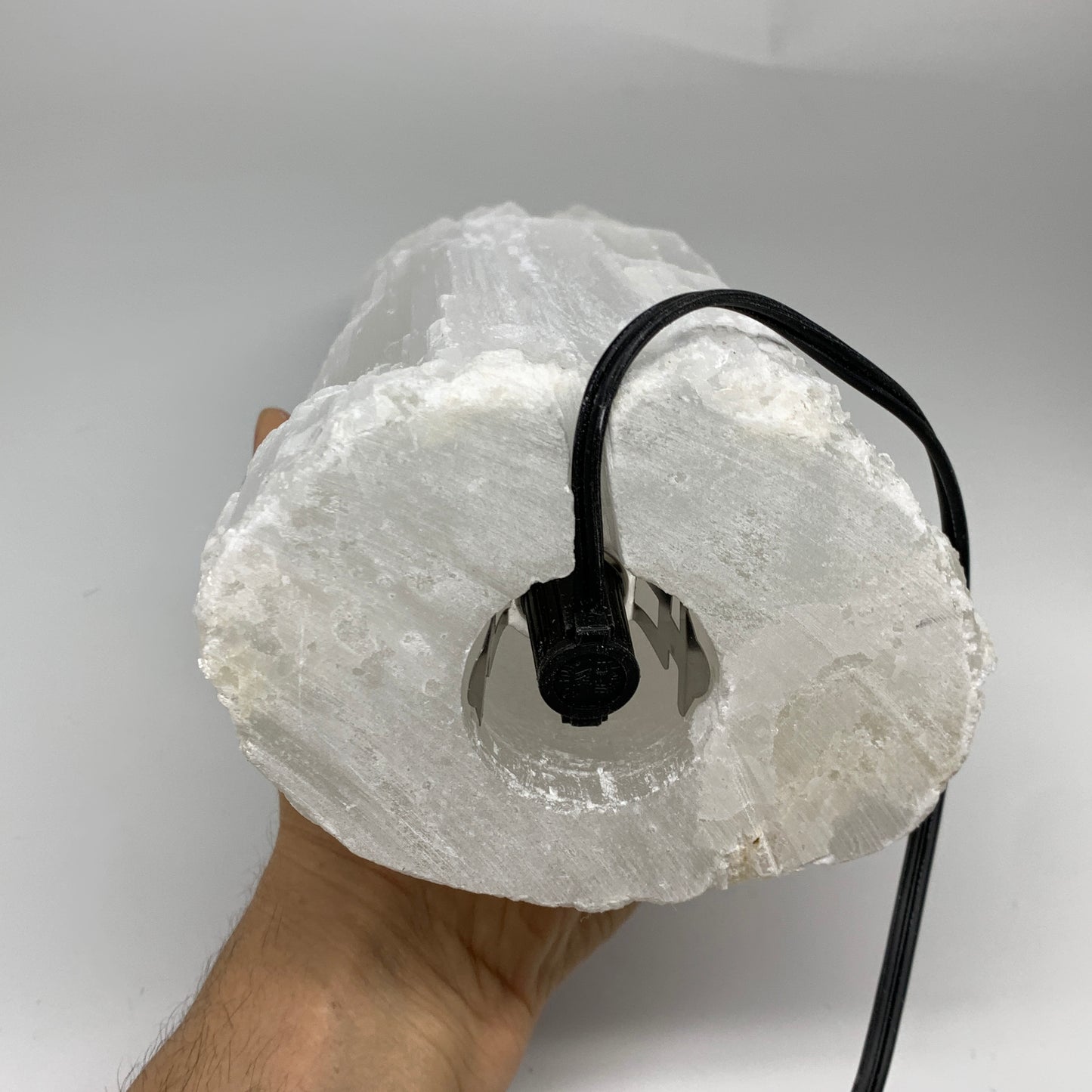 9.4 lbs, 13.8"x4.8"x3.4" Rough Selenite (Satin Spar) Lamp Tower W/Chord, B35768