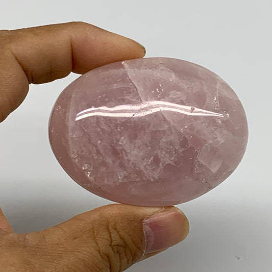 114.1g , 2.4"x1.8"x1.1", Natural Pink Rose Quartz Palm-stone Crystal, B37300