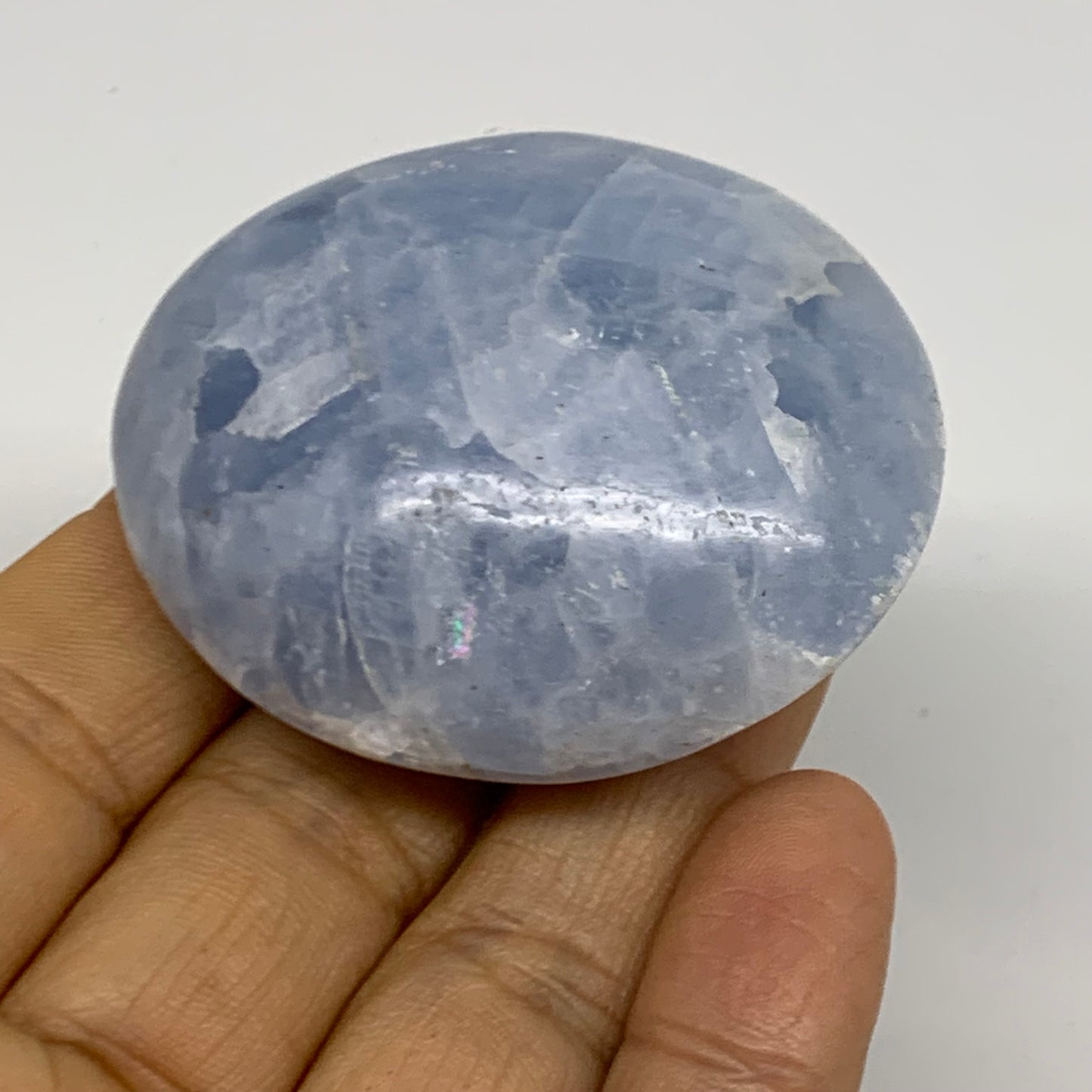 181.5g, 2"-2.1", 2pcs, Blue Calcite Palm-Stone Polished Tumbled, B38143
