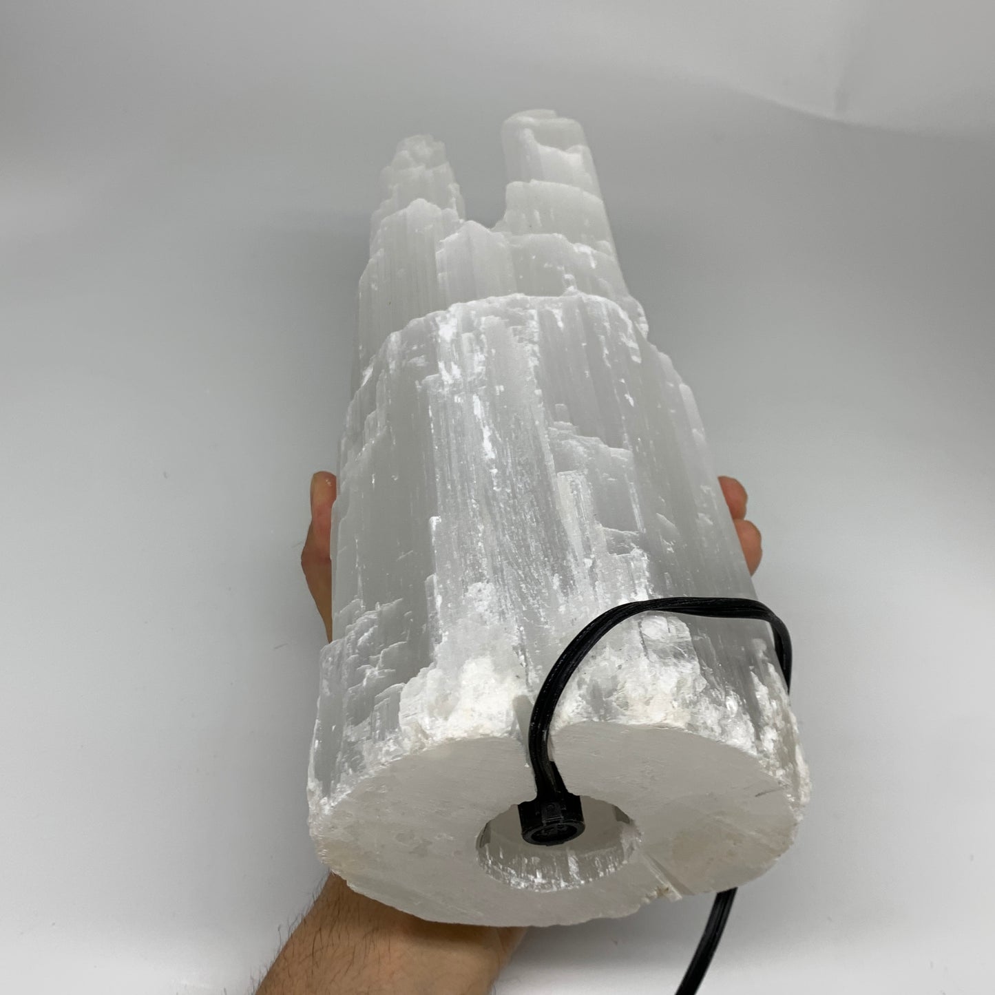 9.4 lbs, 13.8"x4.8"x3.4" Rough Selenite (Satin Spar) Lamp Tower W/Chord, B35768