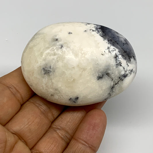 112.6g, 2.4"x1.8"x1.1", Dendrite Opal Palm-Stone Reiki Energy Crystal, B27838