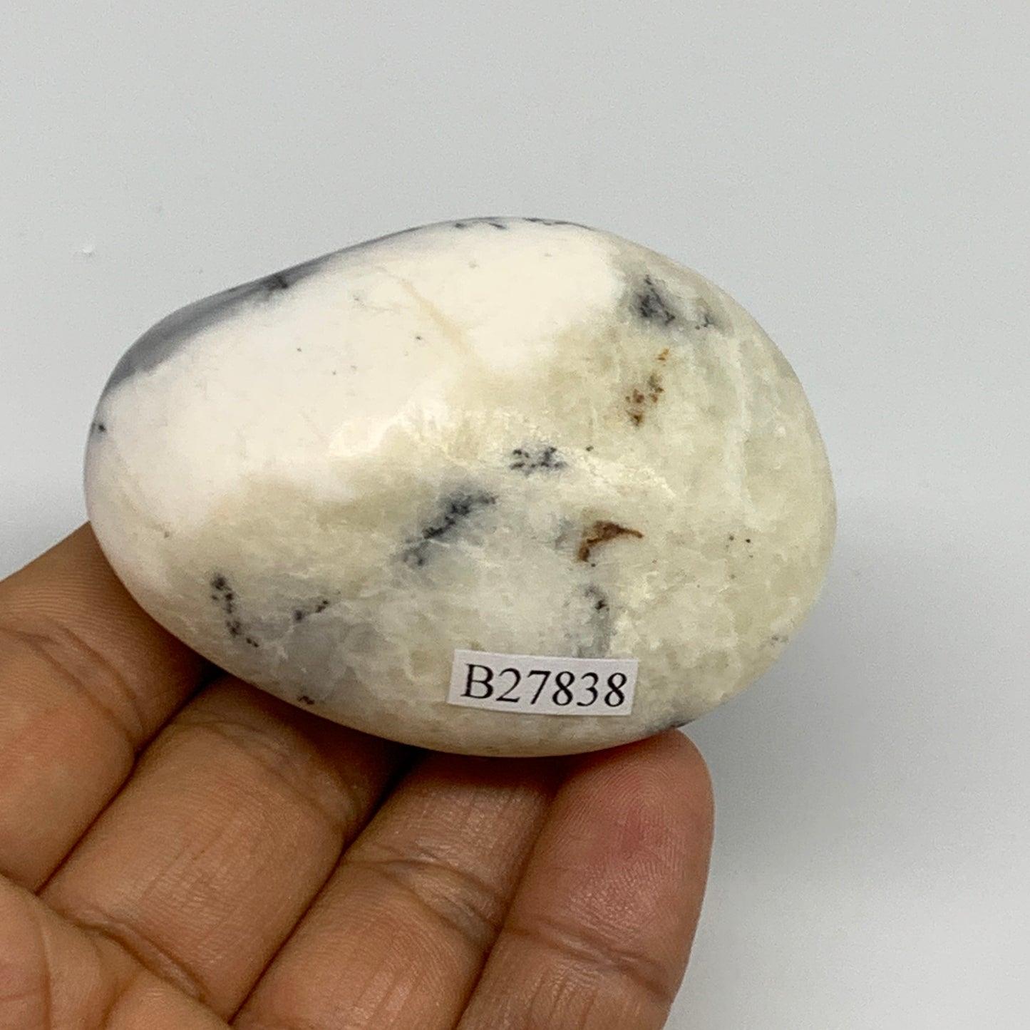 112.6g, 2.4"x1.8"x1.1", Dendrite Opal Palm-Stone Reiki Energy Crystal, B27838