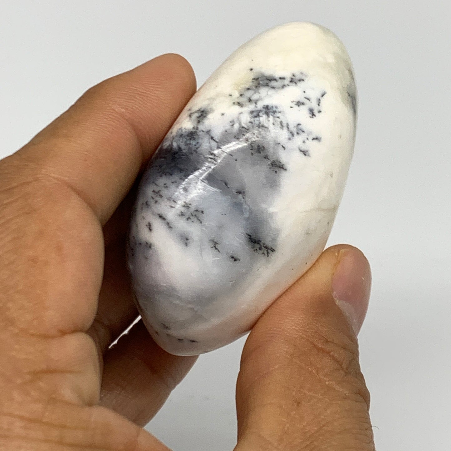112.6g, 2.4"x1.8"x1.1", Dendrite Opal Palm-Stone Reiki Energy Crystal, B27838