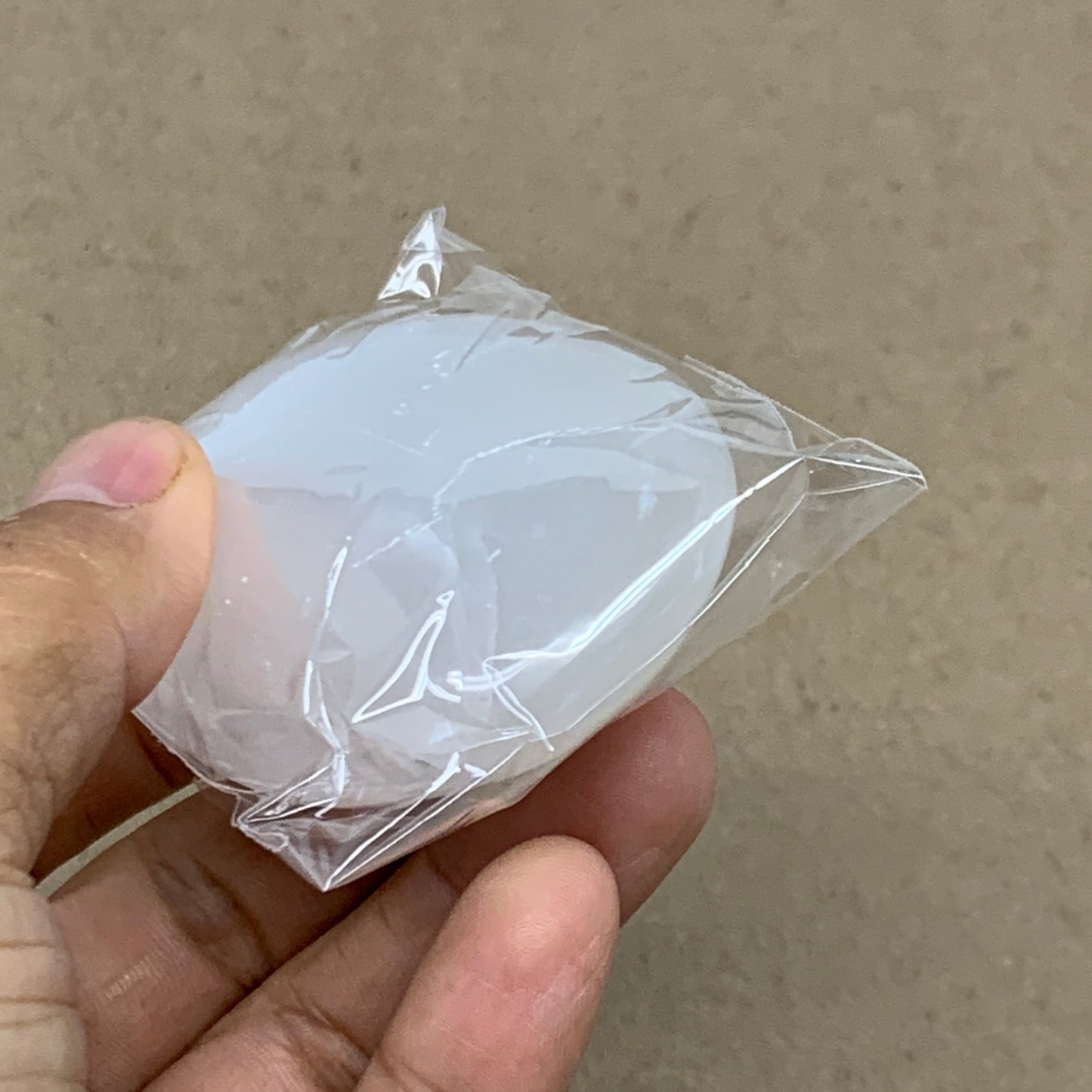 98g, 2.8"x1.9"x0.9", White Selenite Palmstone Crystal Pillow Reiki, B36394