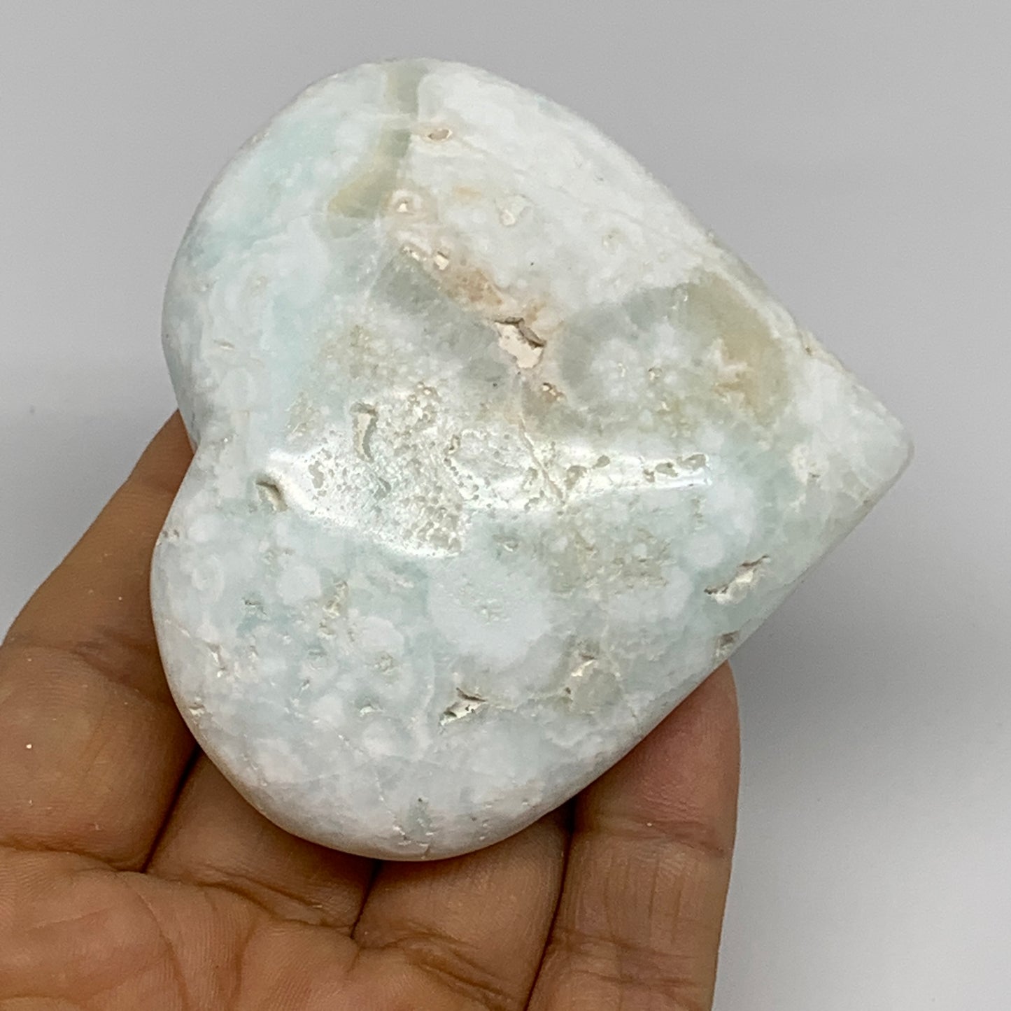 164g, 2.7"x2.9"x1" Caribbean Calcite Heart Gemstones @Afghanistan,B33654