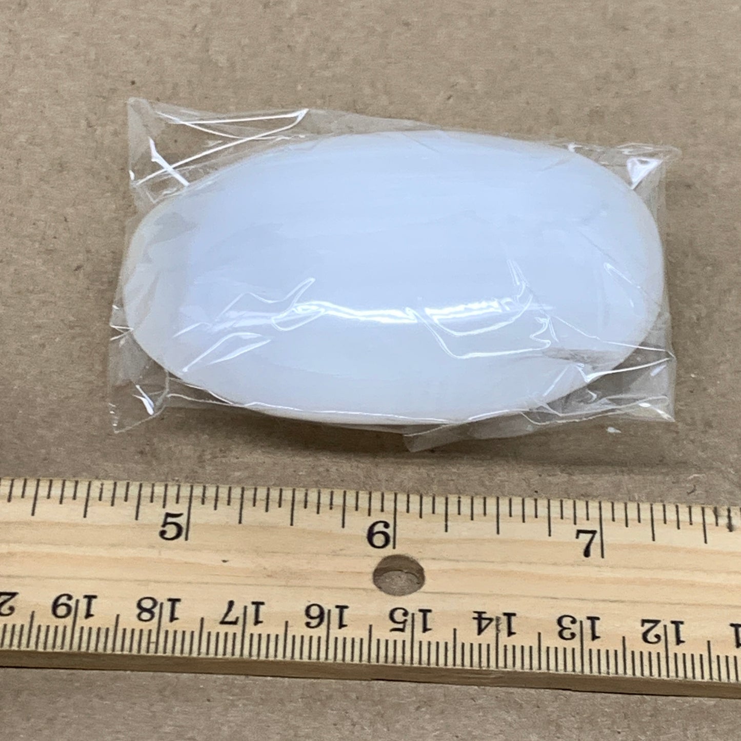 98g, 2.8"x1.9"x0.9", White Selenite Palmstone Crystal Pillow Reiki, B36394