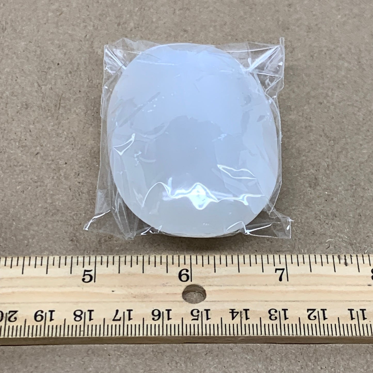 98g, 2.8"x1.9"x0.9", White Selenite Palmstone Crystal Pillow Reiki, B36394