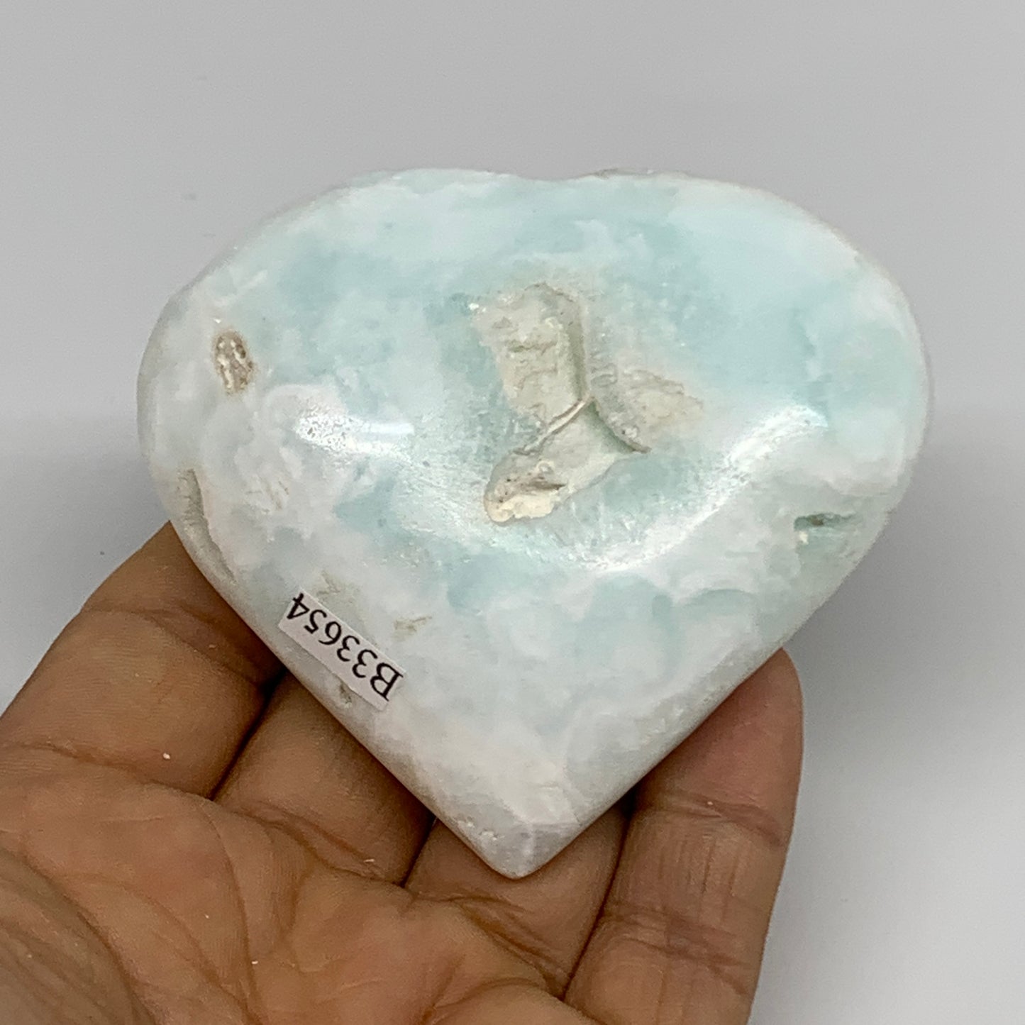 164g, 2.7"x2.9"x1" Caribbean Calcite Heart Gemstones @Afghanistan,B33654