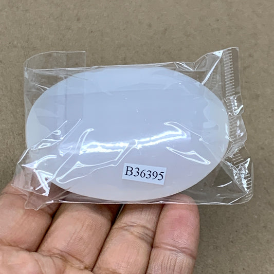 98g, 2.7"x1.9"x0.9", White Selenite Palmstone Crystal Pillow Reiki, B36395