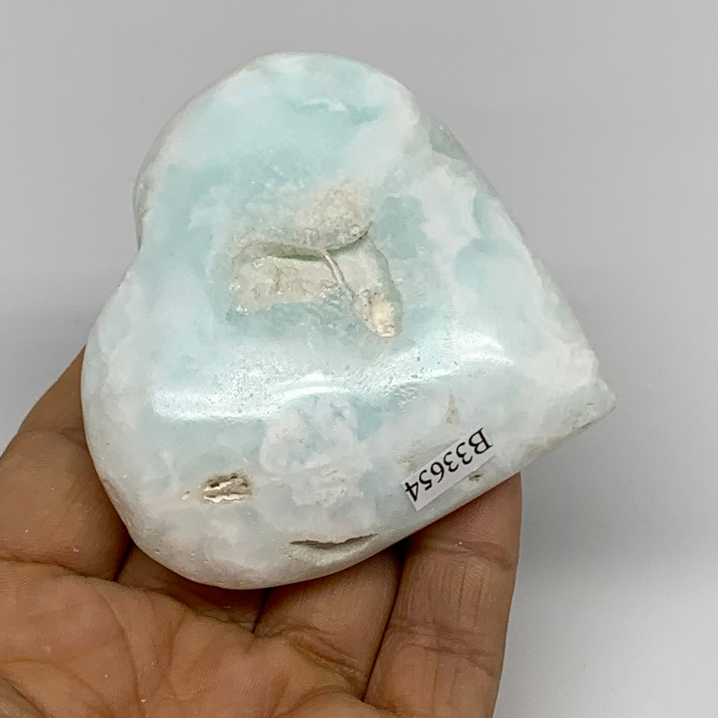 164g, 2.7"x2.9"x1" Caribbean Calcite Heart Gemstones @Afghanistan,B33654