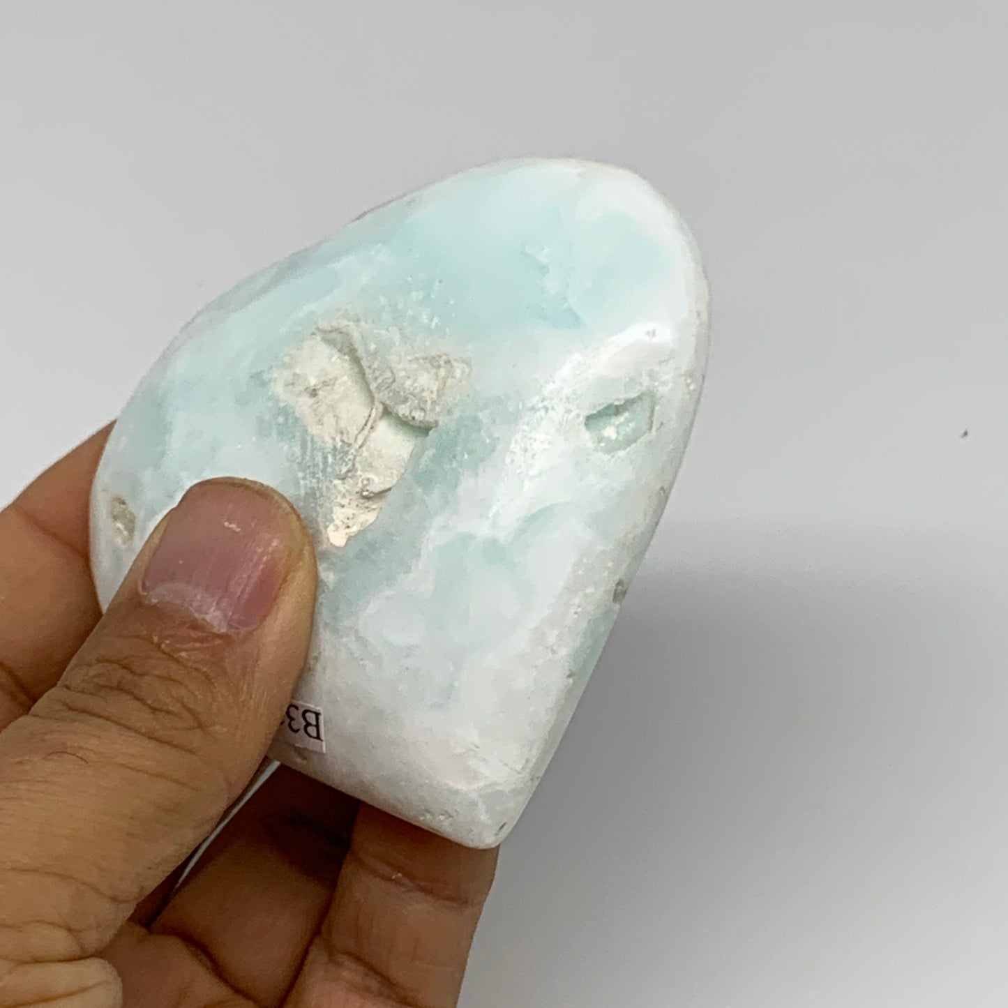 164g, 2.7"x2.9"x1" Caribbean Calcite Heart Gemstones @Afghanistan,B33654