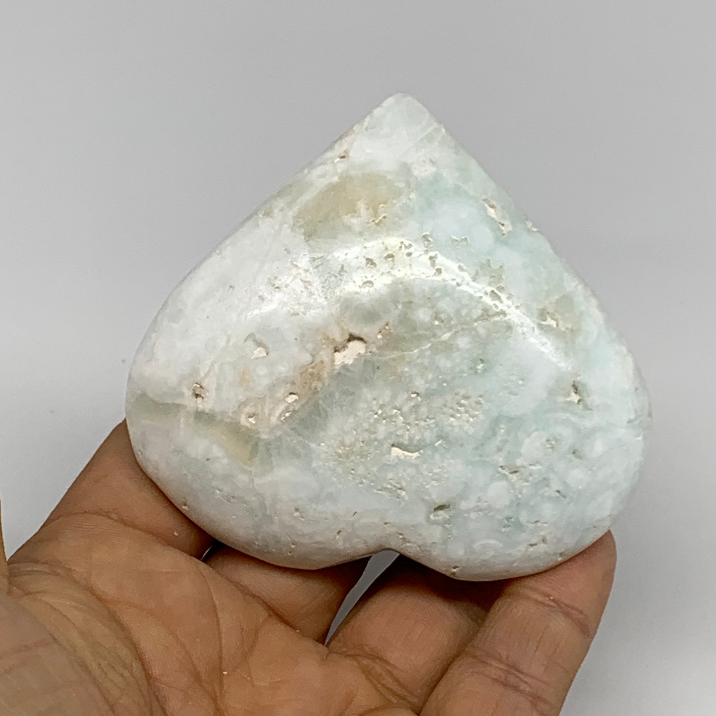 164g, 2.7"x2.9"x1" Caribbean Calcite Heart Gemstones @Afghanistan,B33654