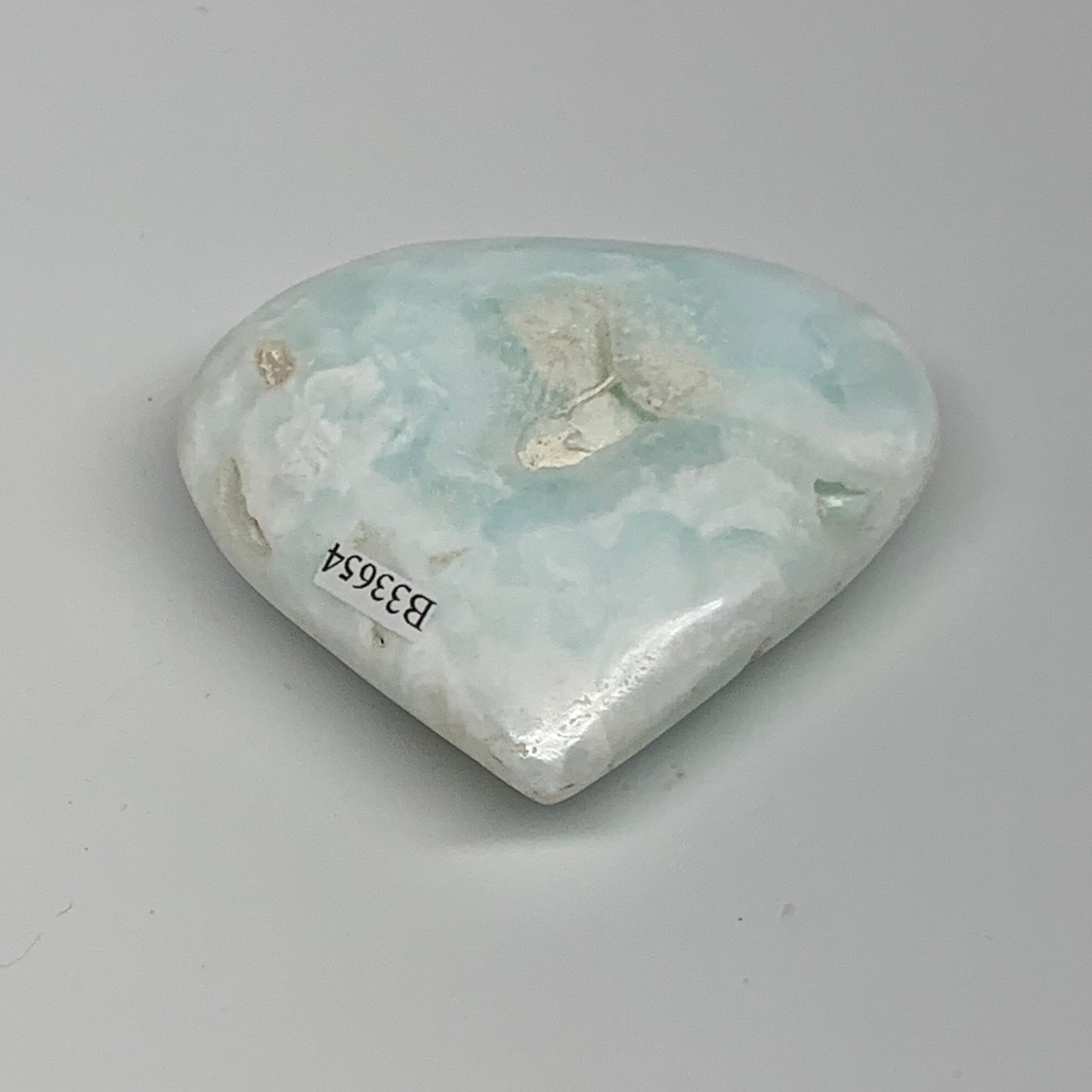 164g, 2.7"x2.9"x1" Caribbean Calcite Heart Gemstones @Afghanistan,B33654