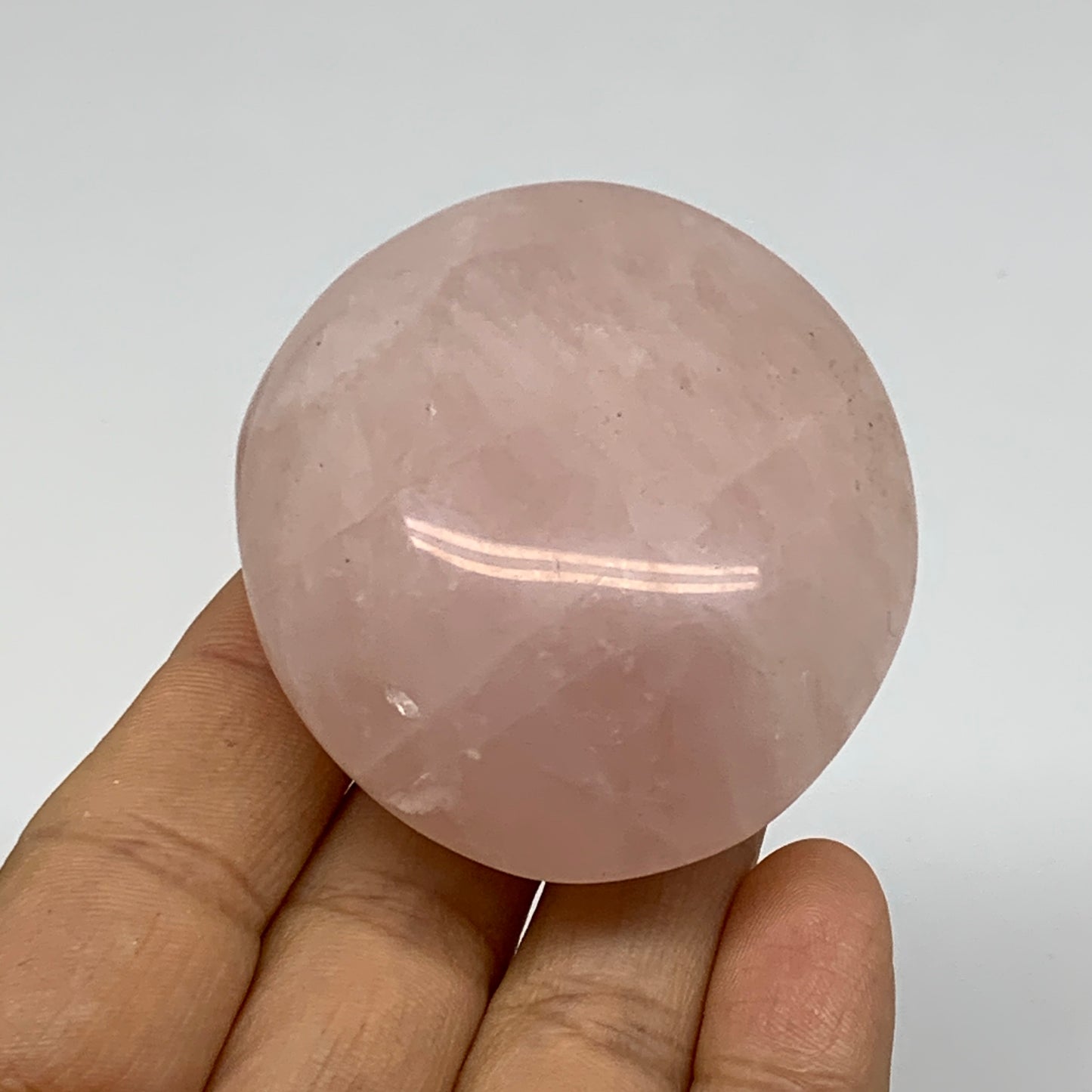 199.9g , 2.3"x2"x1.2", Natural Pink Rose Quartz Palm-stone Crystal, B37301