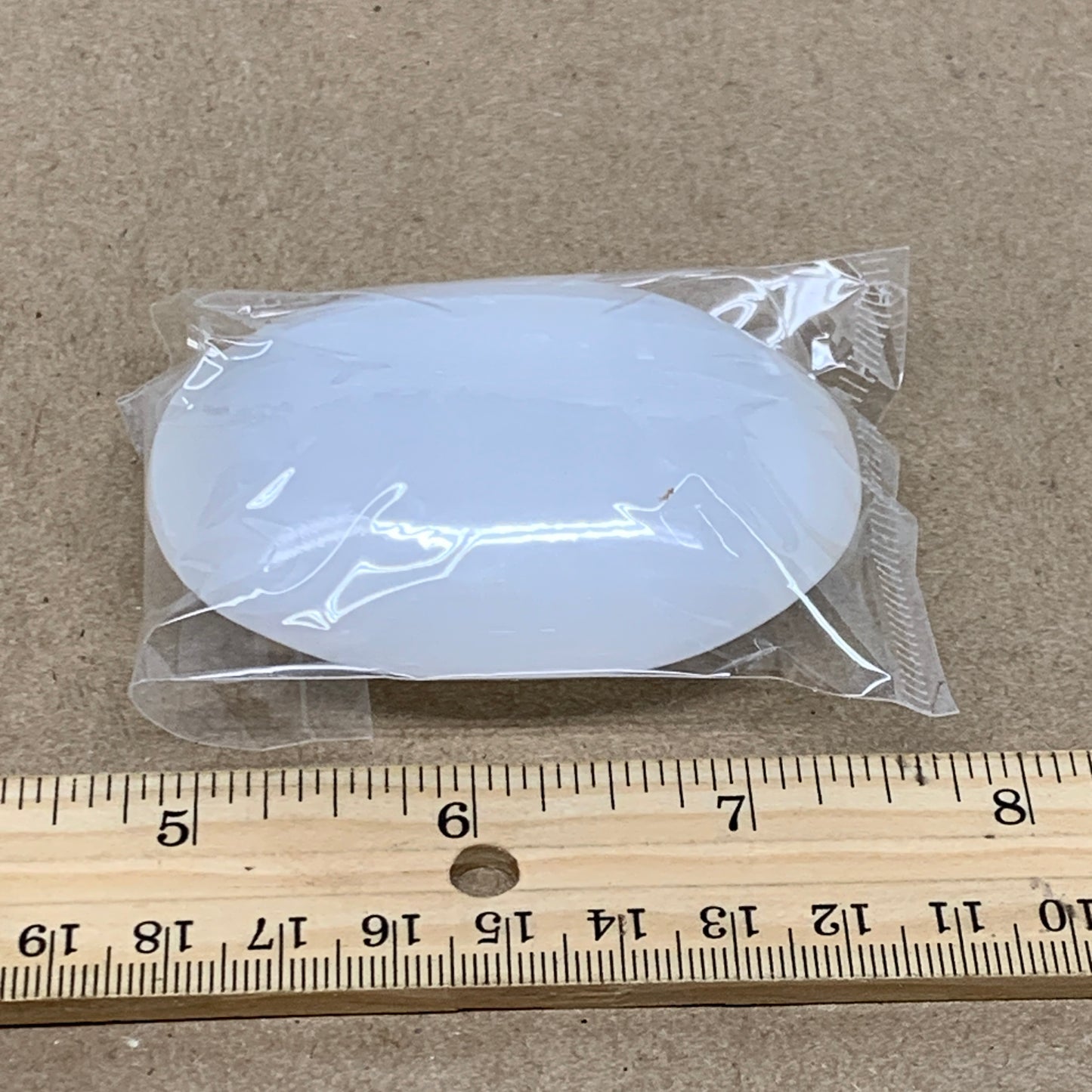 98g, 2.7"x1.9"x0.9", White Selenite Palmstone Crystal Pillow Reiki, B36395