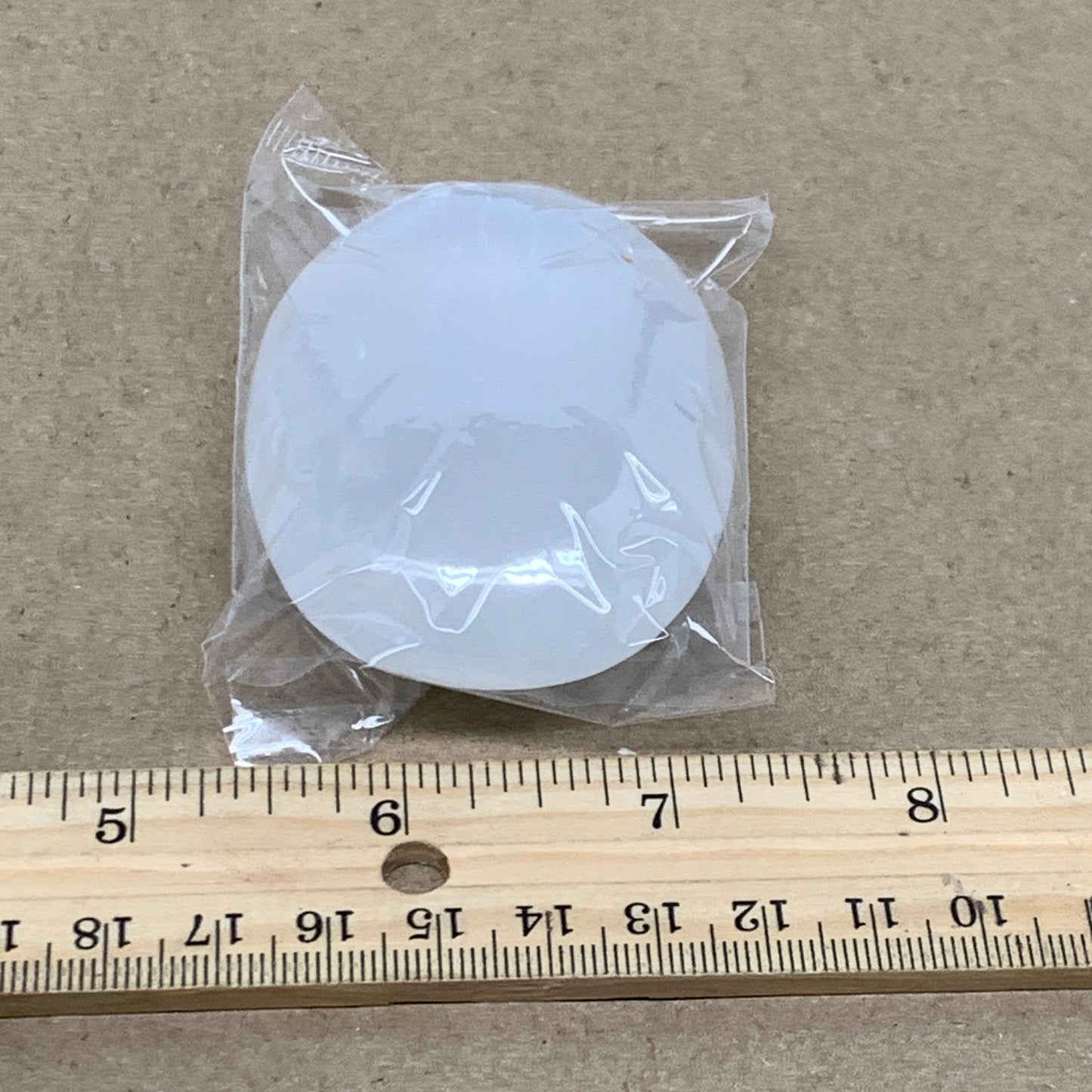 98g, 2.7"x1.9"x0.9", White Selenite Palmstone Crystal Pillow Reiki, B36395