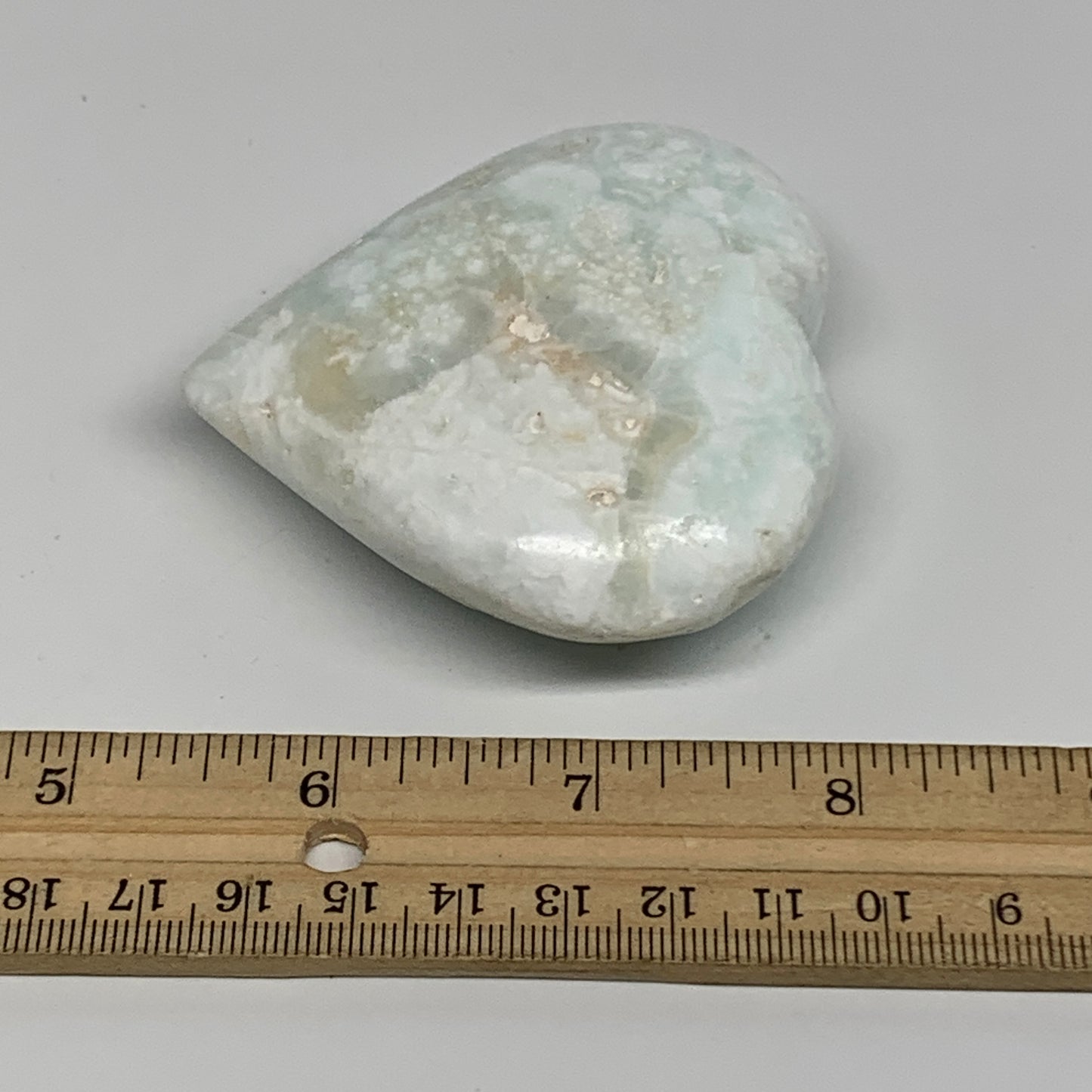 164g, 2.7"x2.9"x1" Caribbean Calcite Heart Gemstones @Afghanistan,B33654