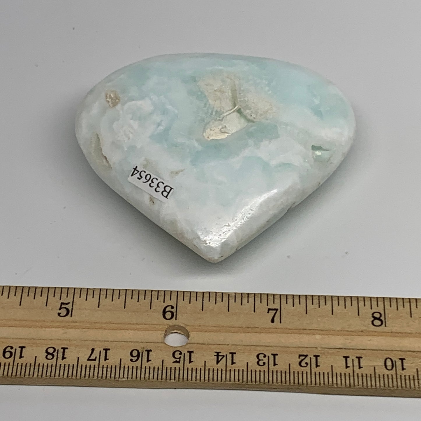 164g, 2.7"x2.9"x1" Caribbean Calcite Heart Gemstones @Afghanistan,B33654