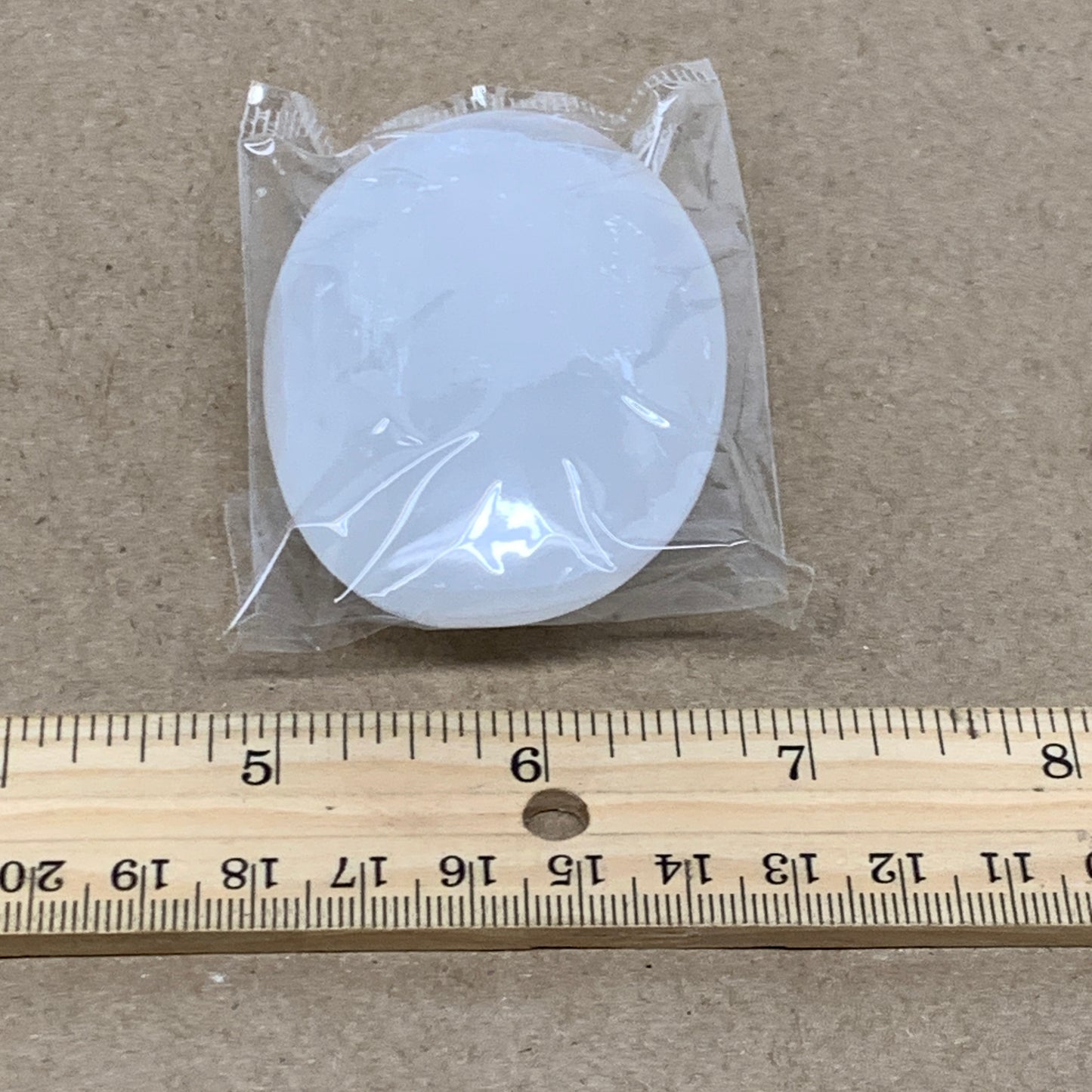 88g, 2.8"x1.9"x0.9", White Selenite Palmstone Crystal Pillow Reiki, B36396