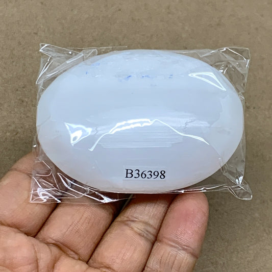 104g, 2.7"x2"x1", White Selenite Palmstone Crystal Pillow Reiki, B36398