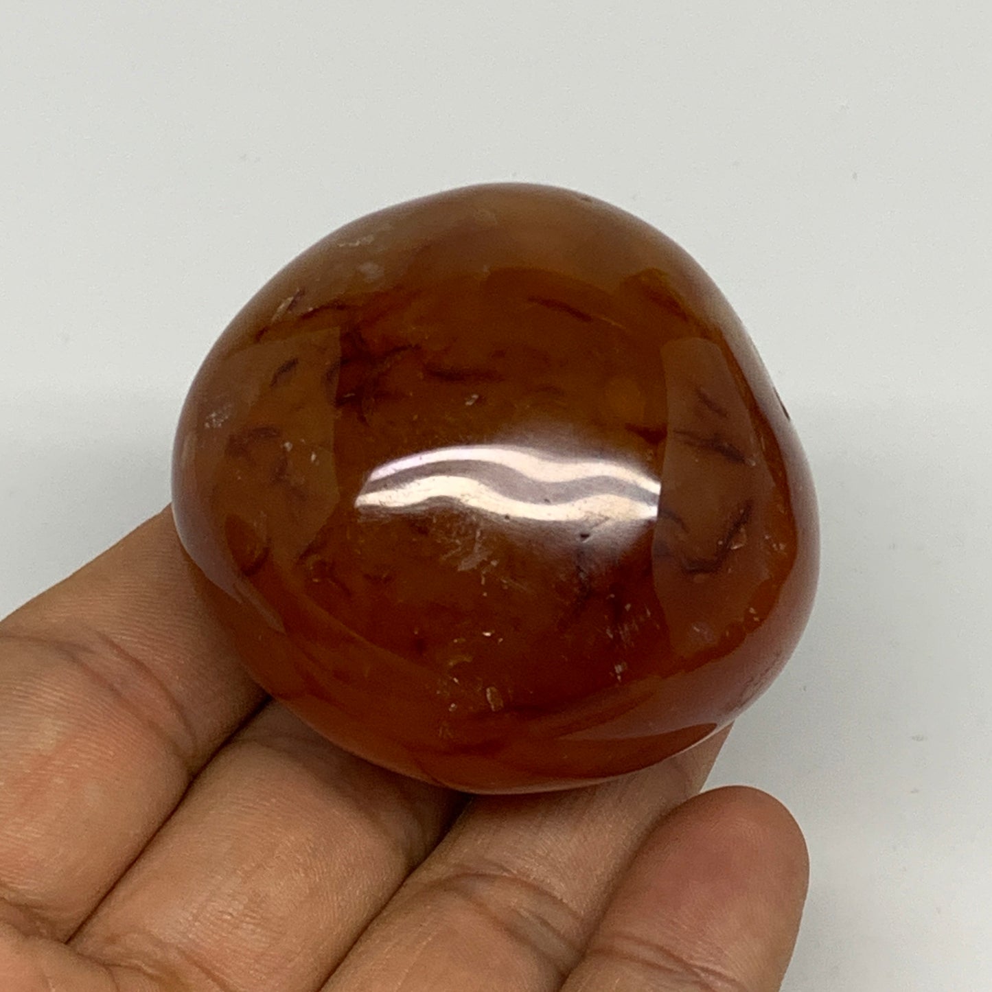 117.5g, 2"x1.9"x1.4", Red Carnelian Palm-Stone Gem Crystal Polished, B28621